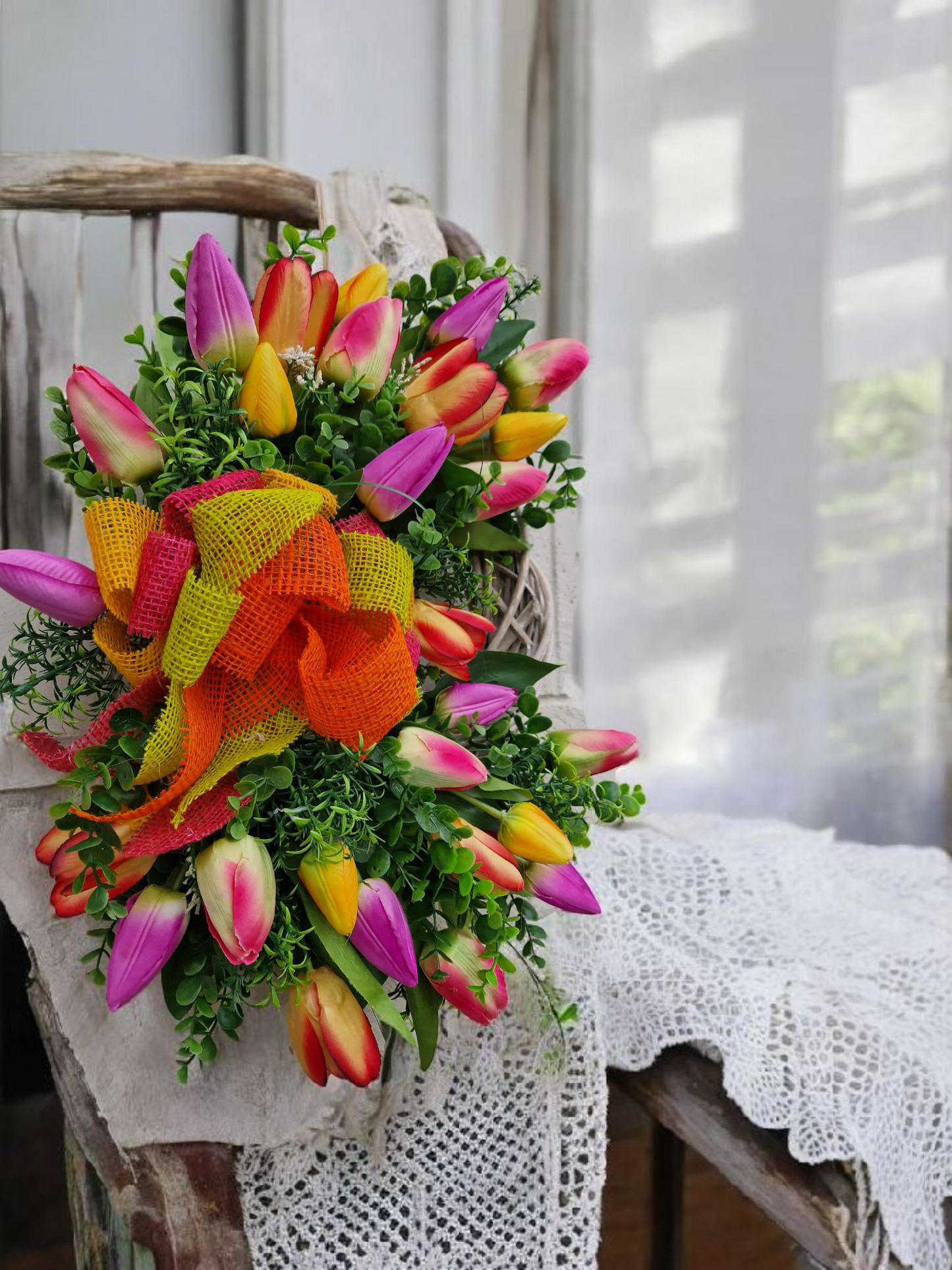 Spring tulip wreath