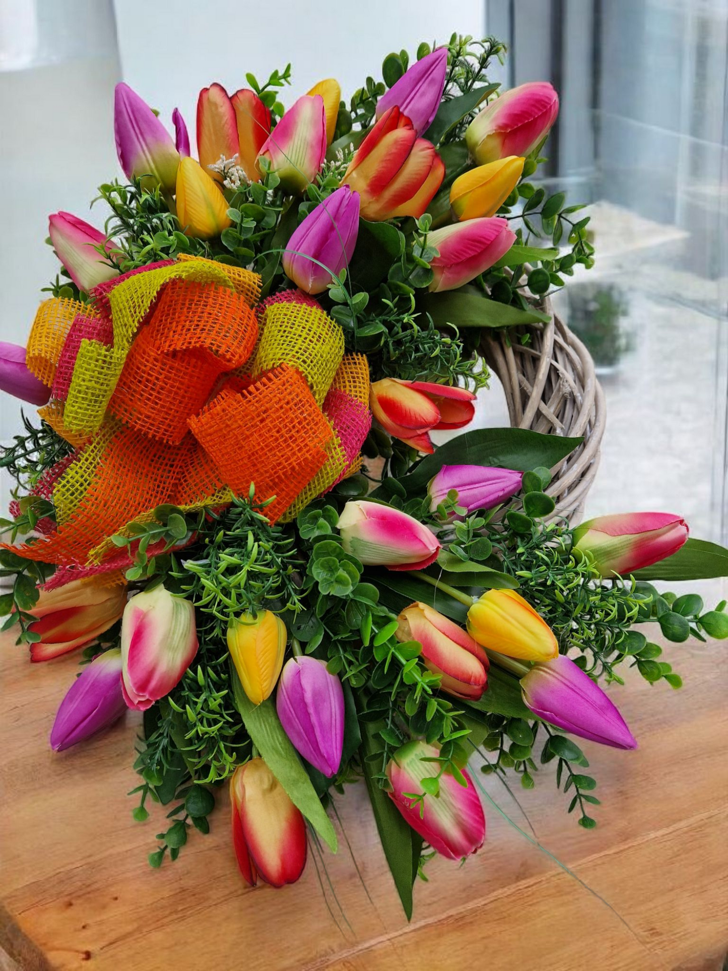 Spring tulip wreath