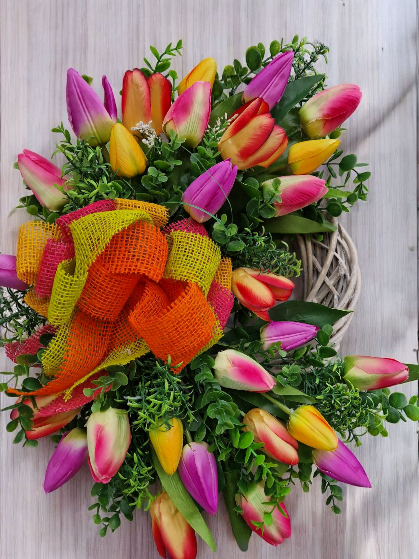 Spring tulip wreath