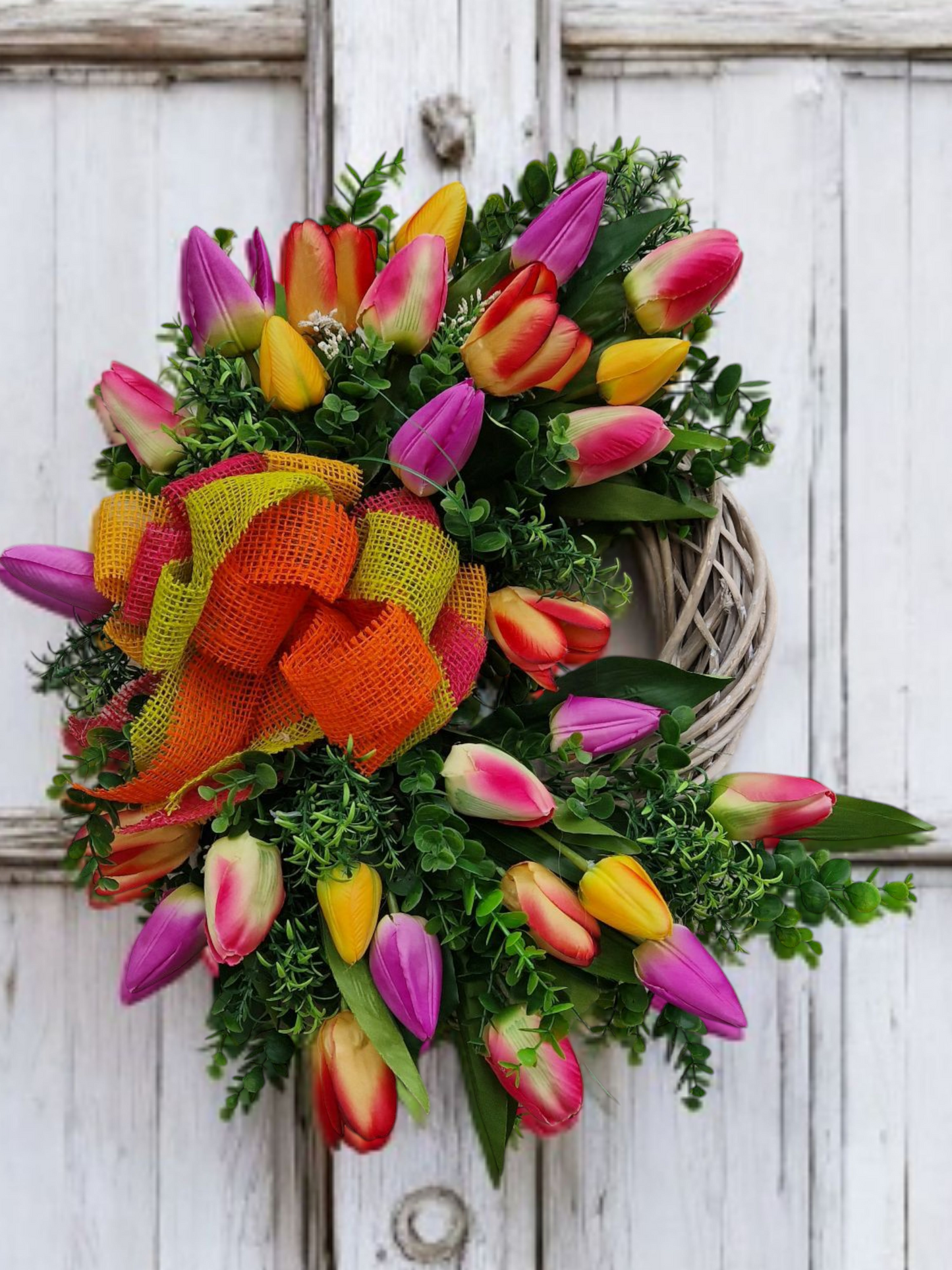 Spring tulip wreath