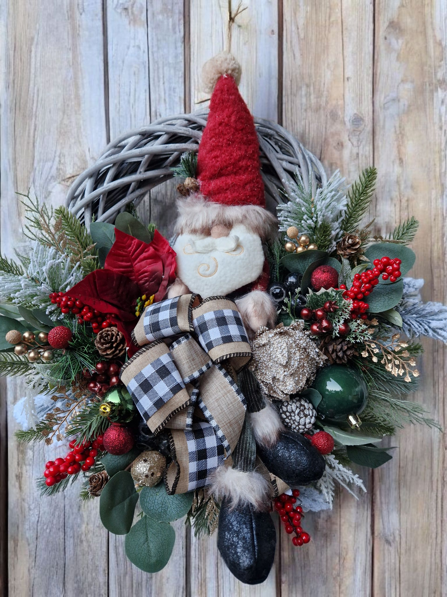 Christmas door wreath with Santa