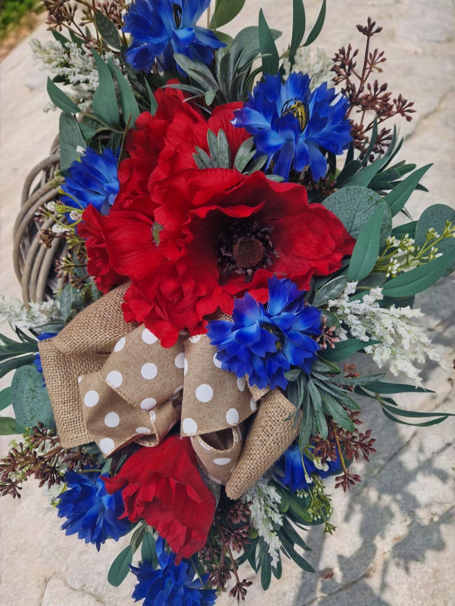 Poppy flower door wreath