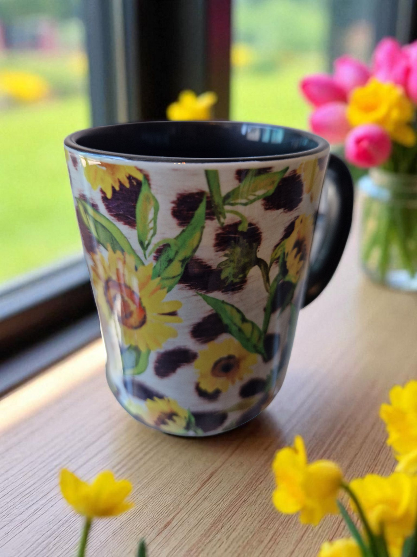 Leopard sunflower mug