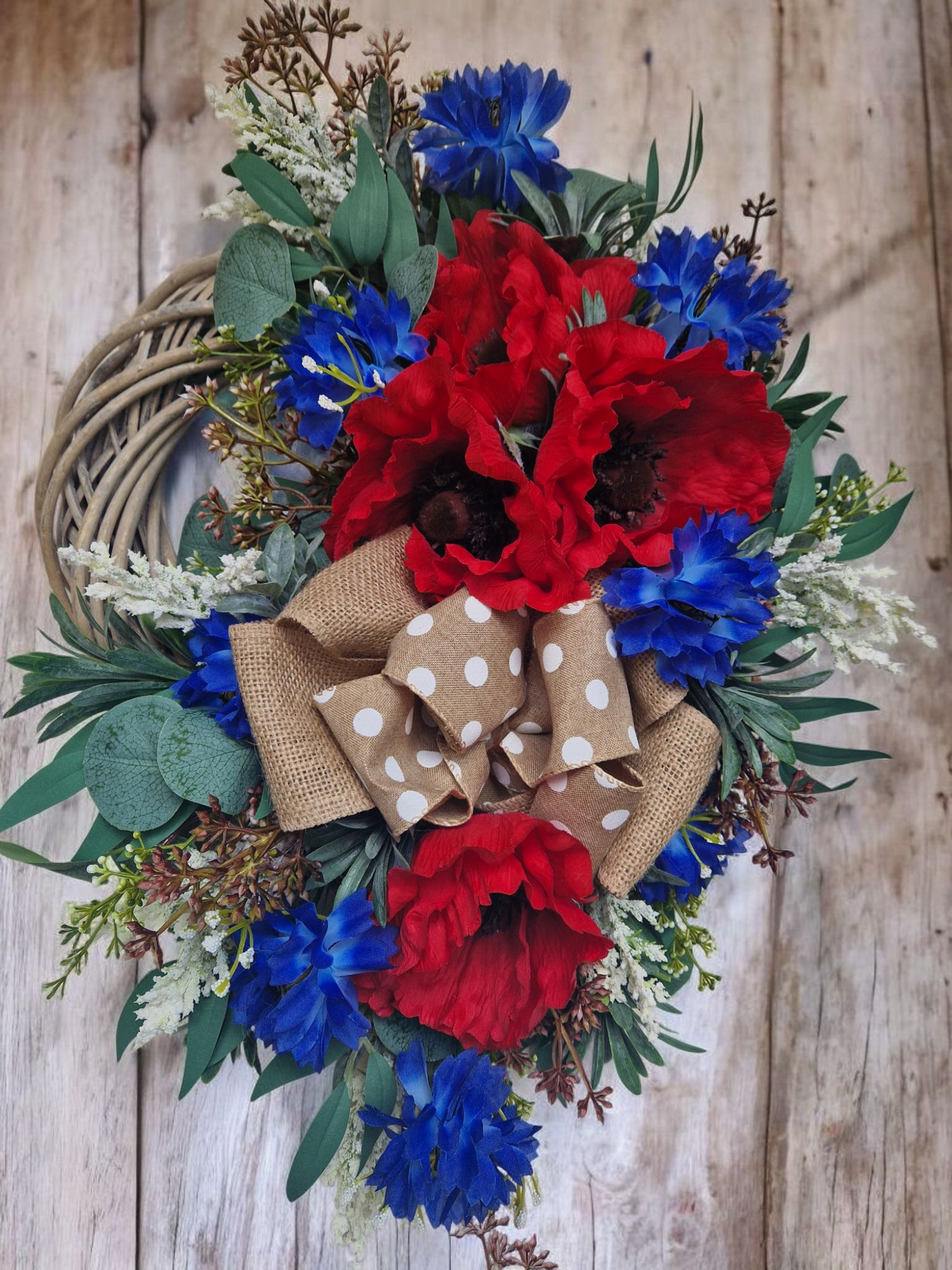 Poppy flower door wreath