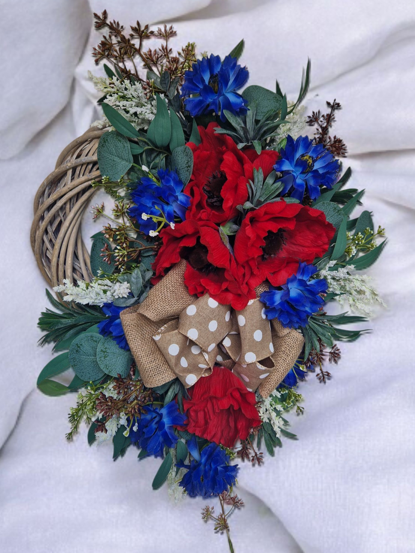 Poppy flower door wreath