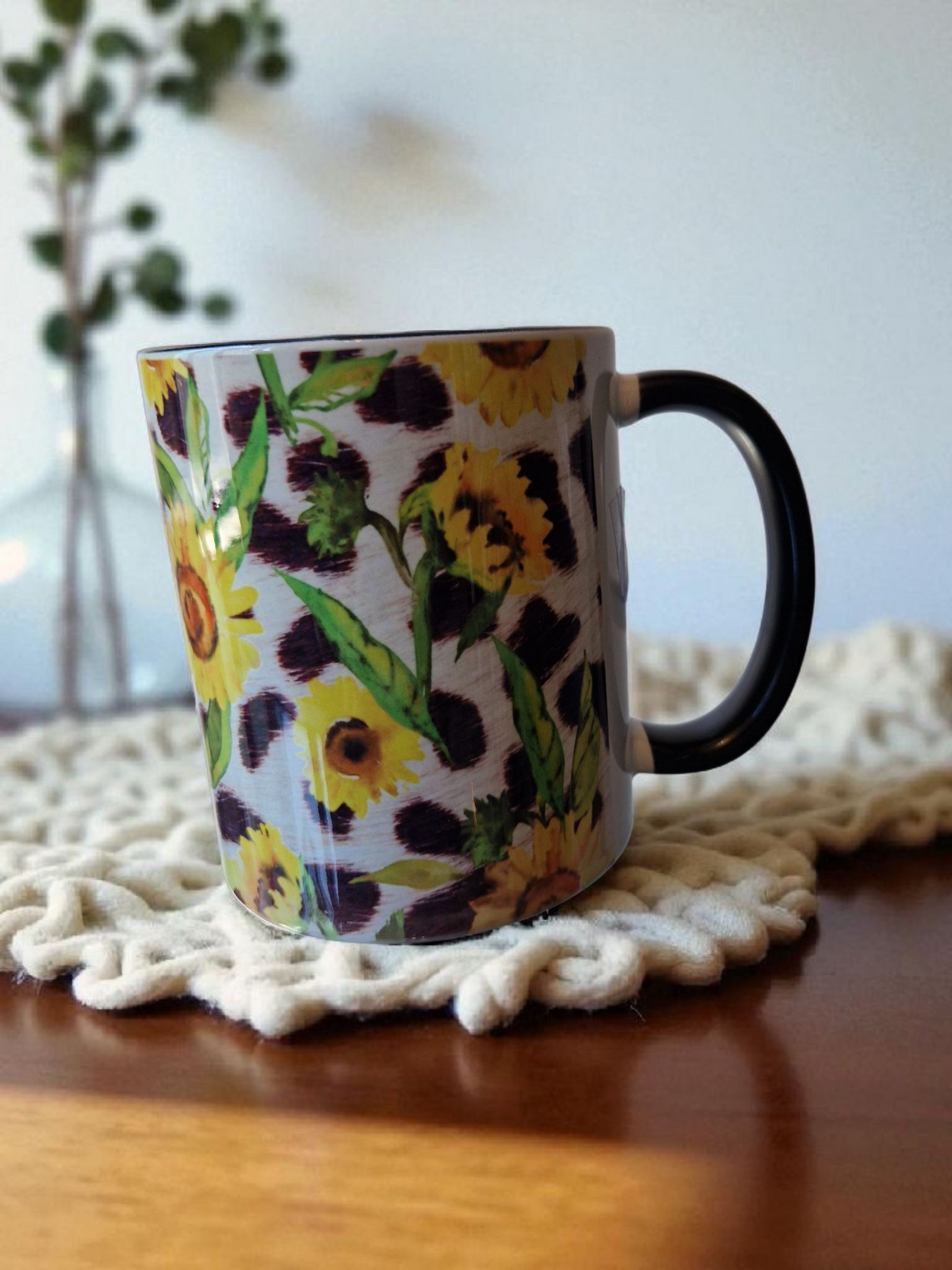 Leopard sunflower mug