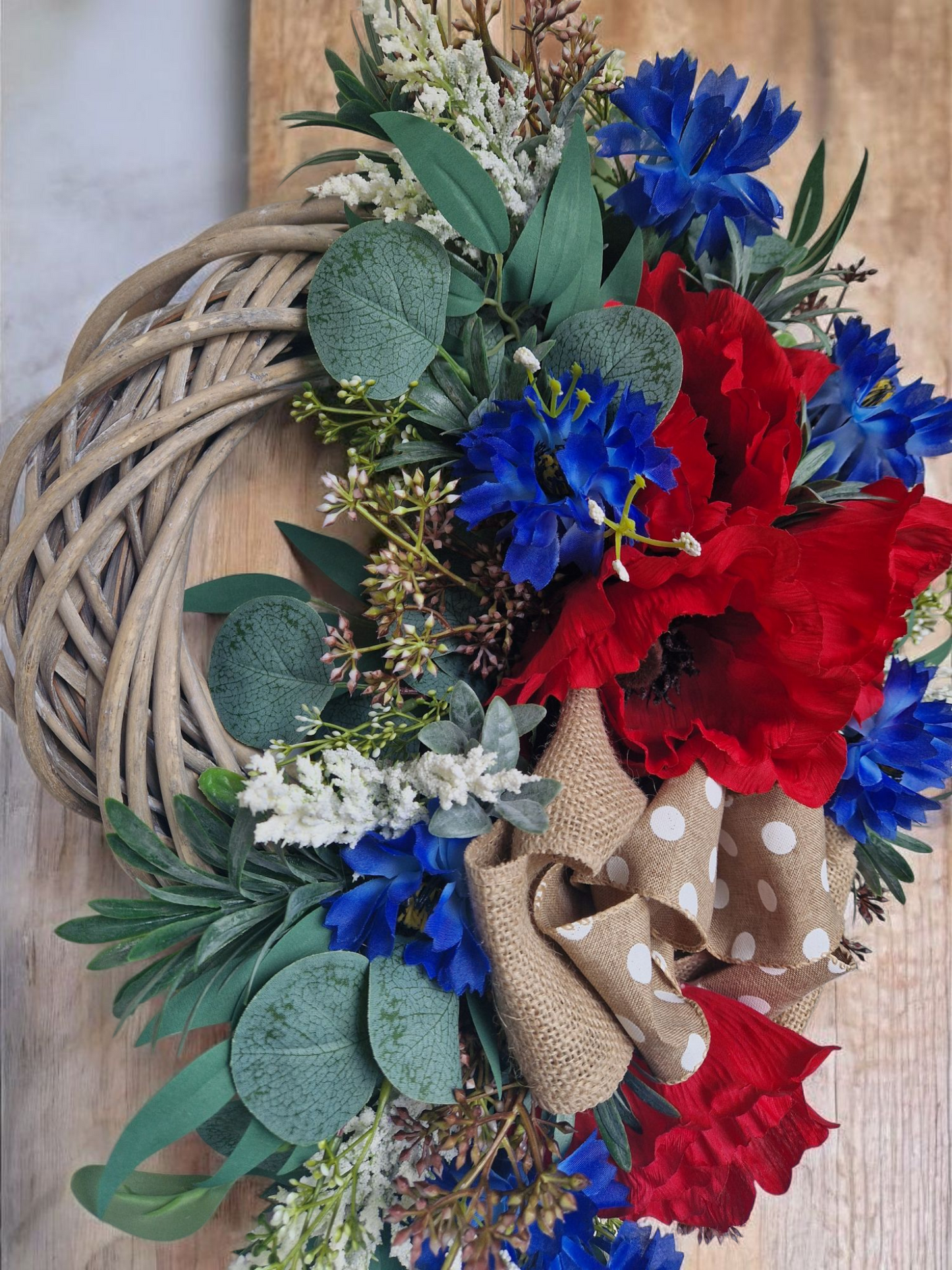Poppy flower door wreath