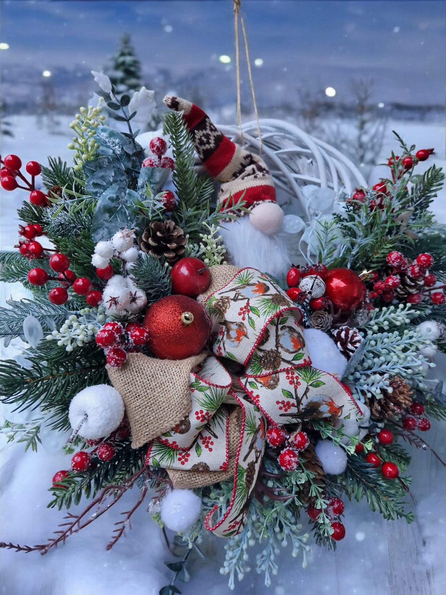 Christmas gnome door wreath