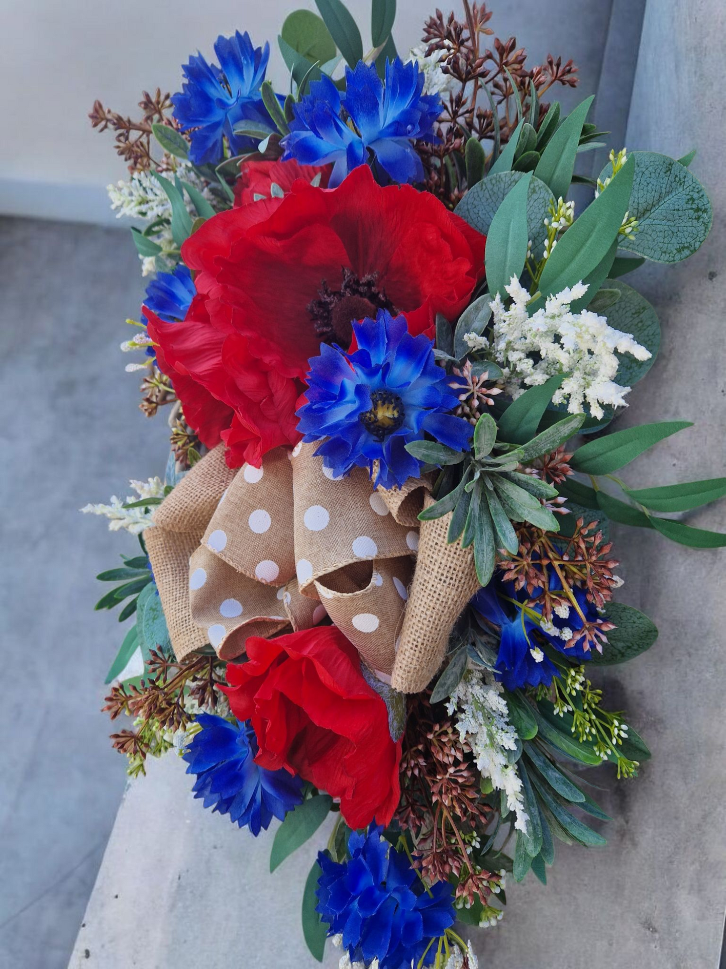 Poppy flower door wreath