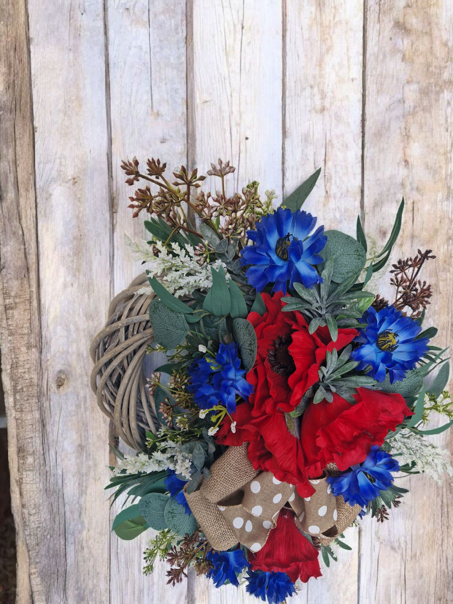 Poppy flower door wreath