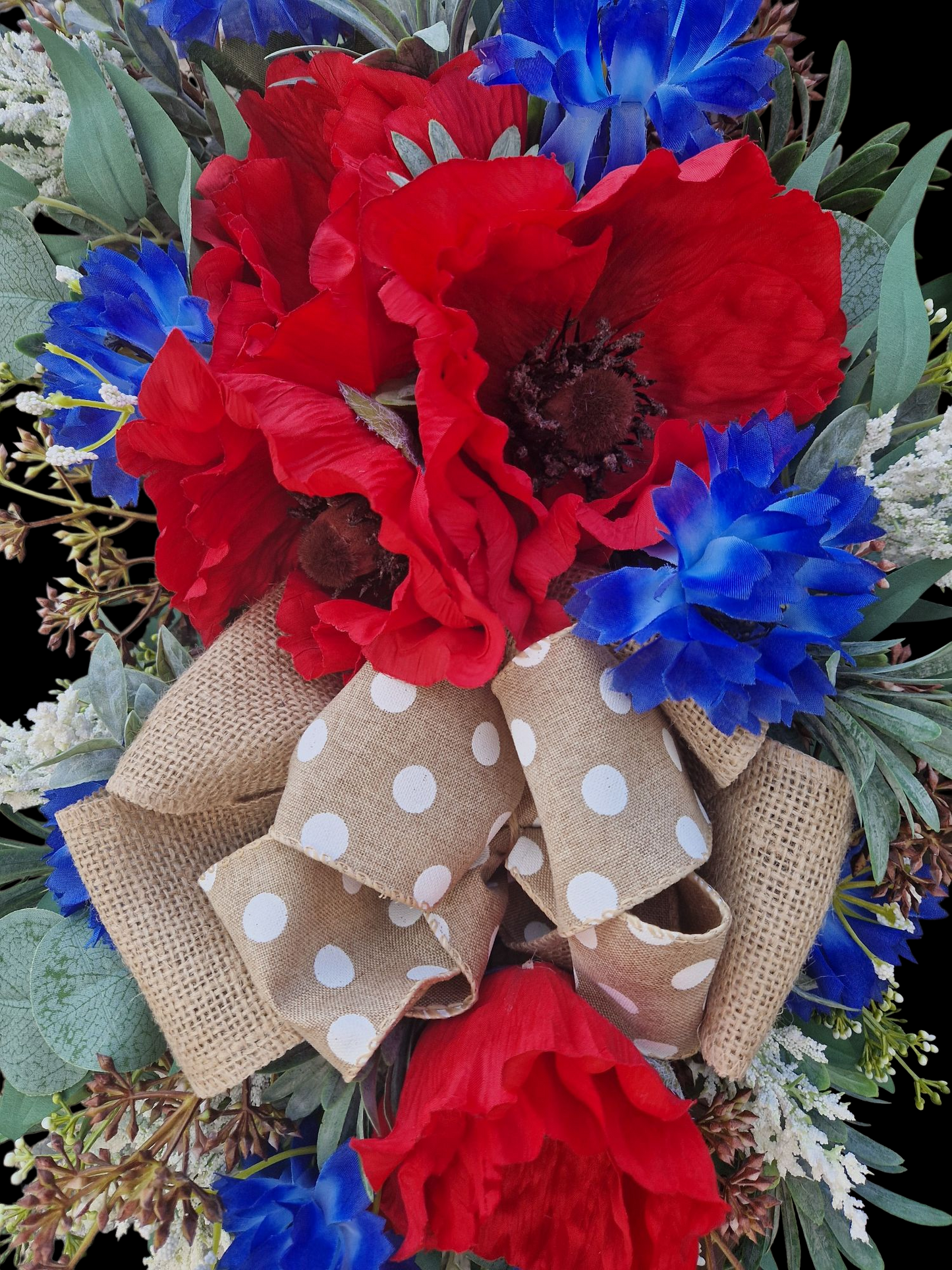 Poppy flower door wreath
