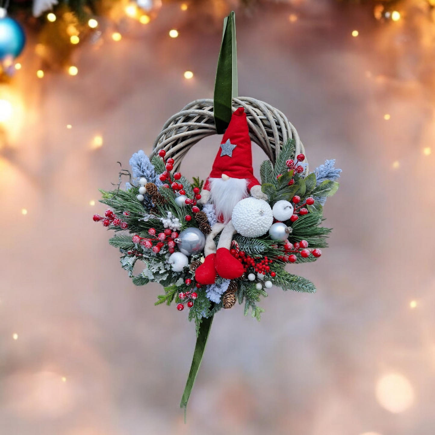 Christmas gnome door wreath