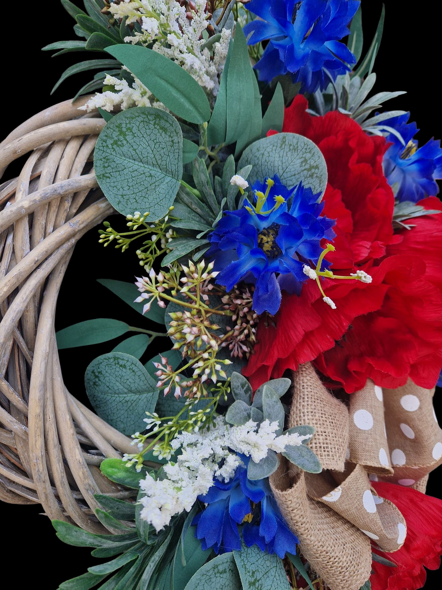 Poppy flower door wreath