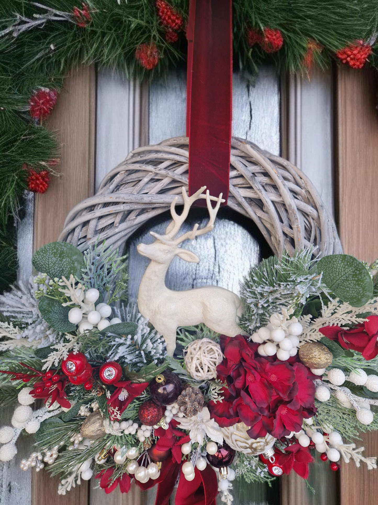 Reindeer Christmas door wreath