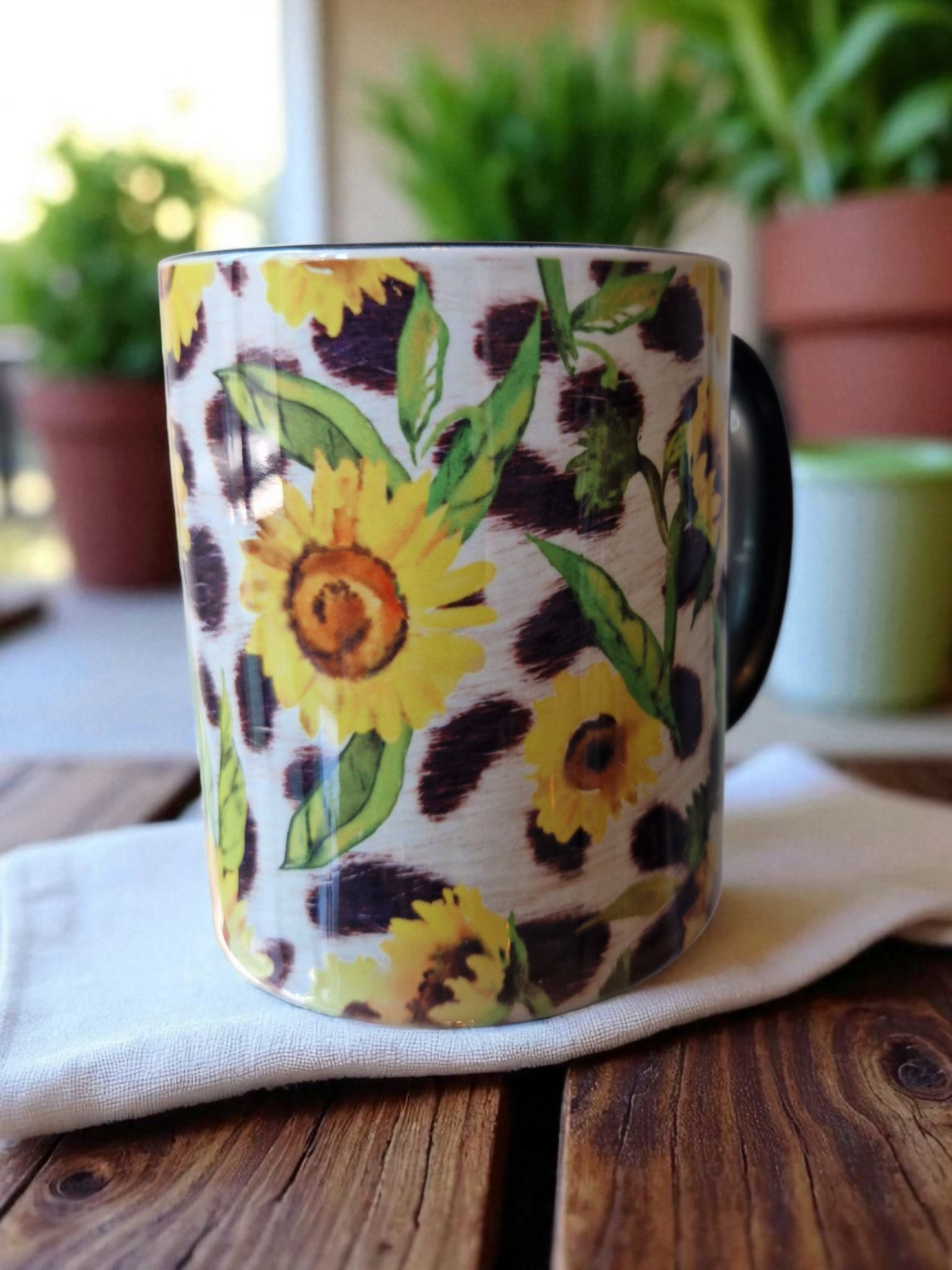 Leopard sunflower mug