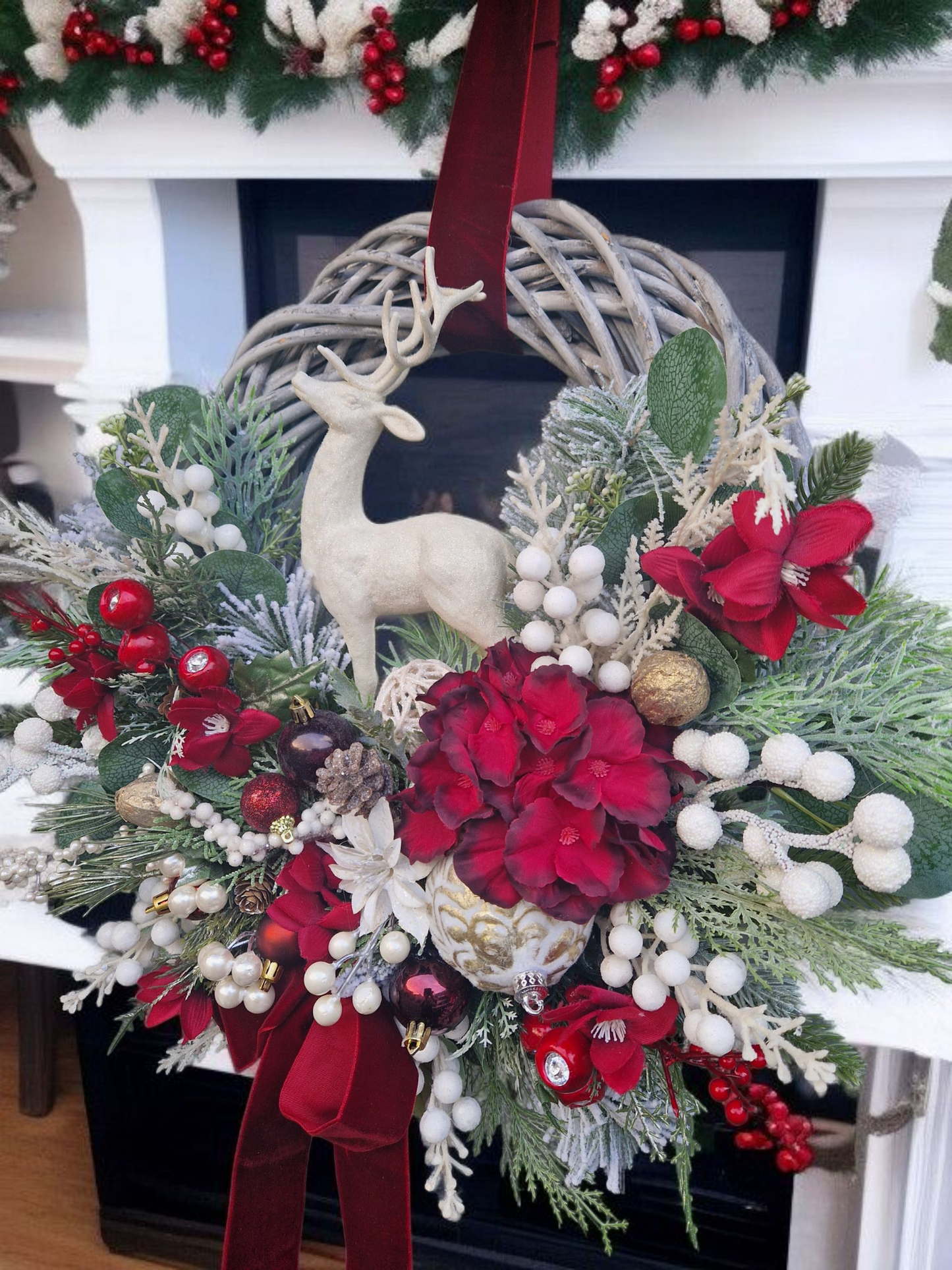 Reindeer Christmas door wreath