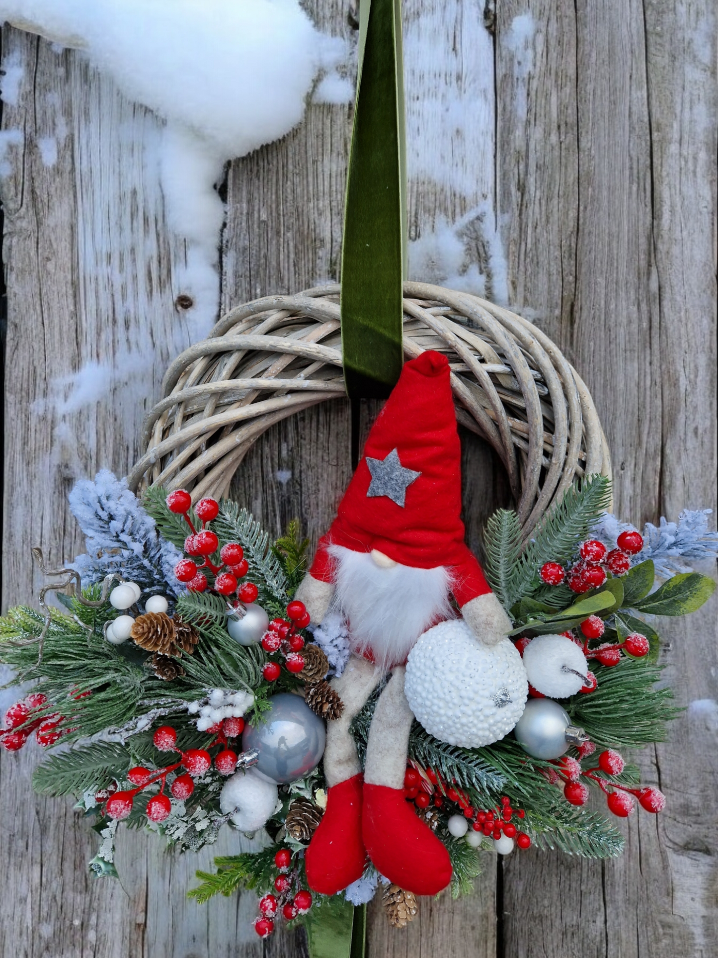 Christmas gnome door wreath