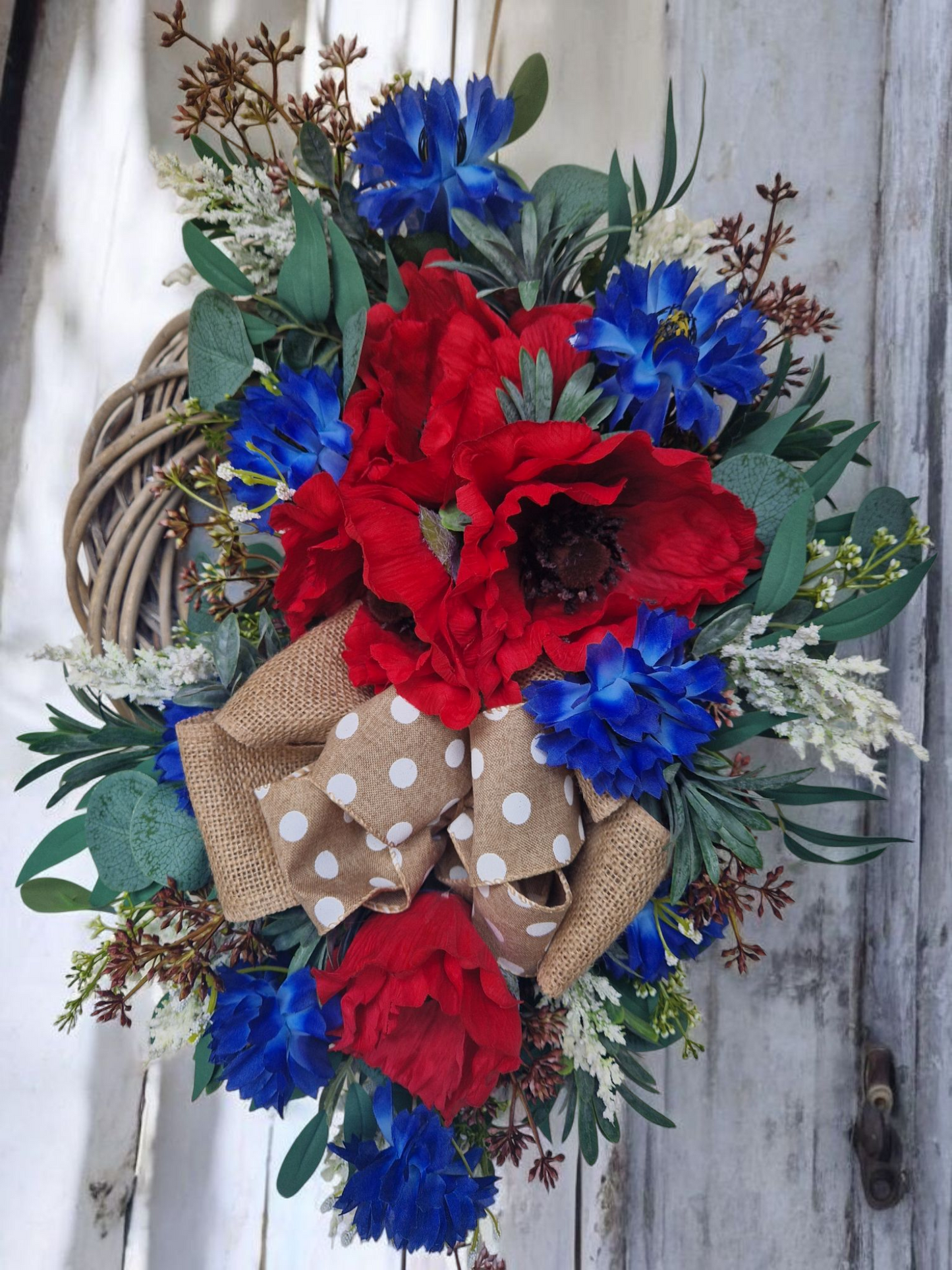 Poppy flower door wreath