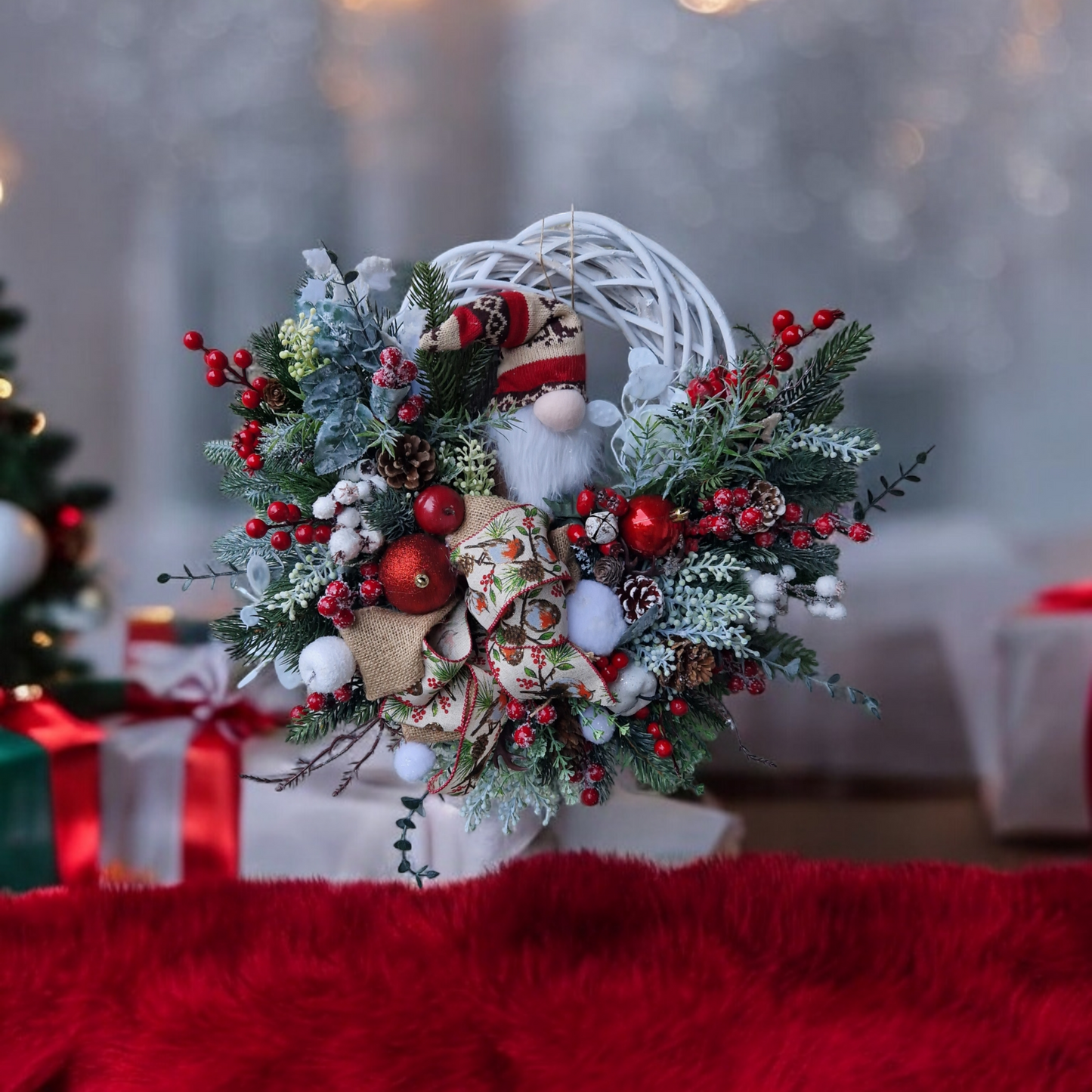 Christmas gnome door wreath
