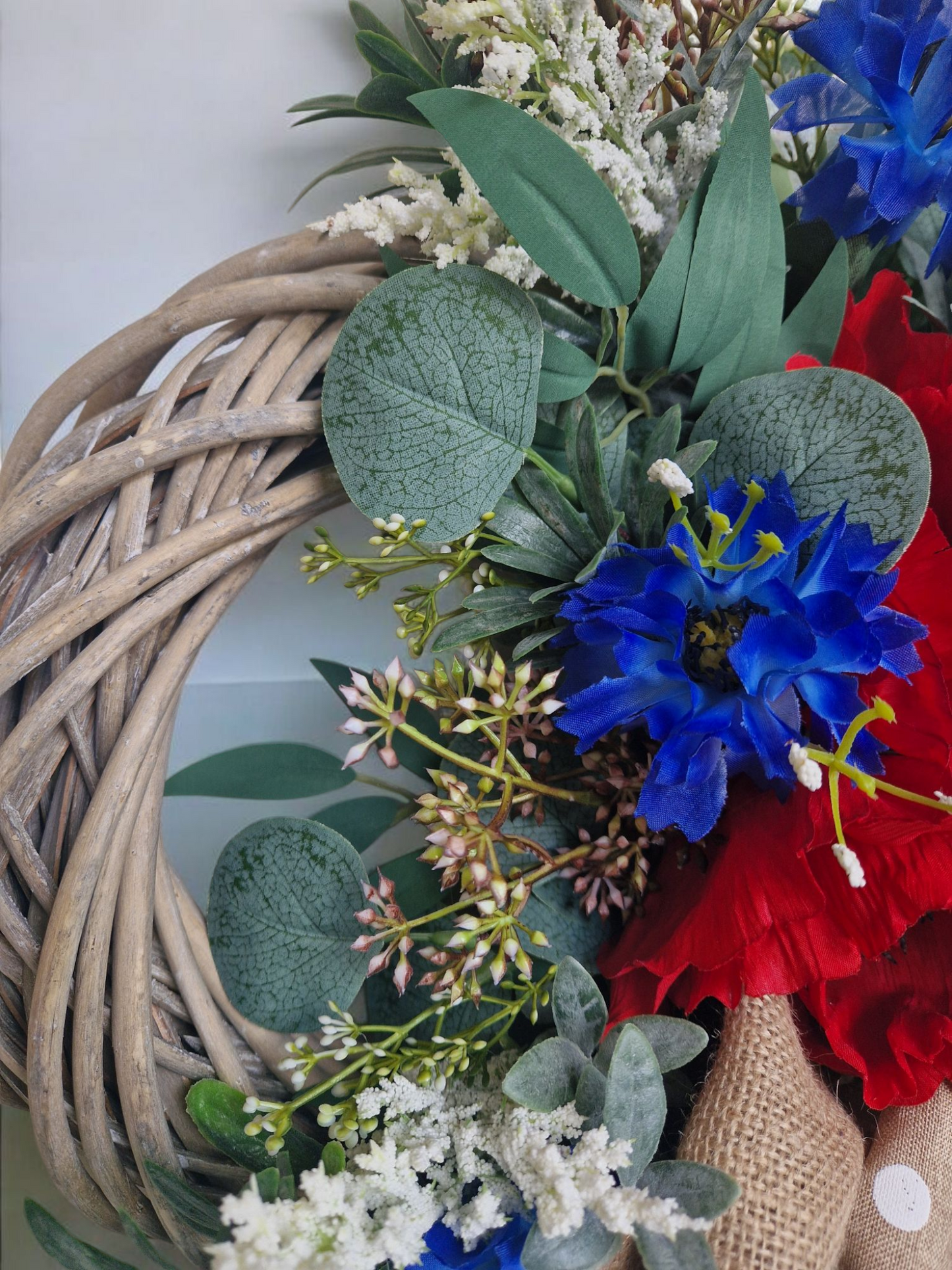 Poppy flower door wreath