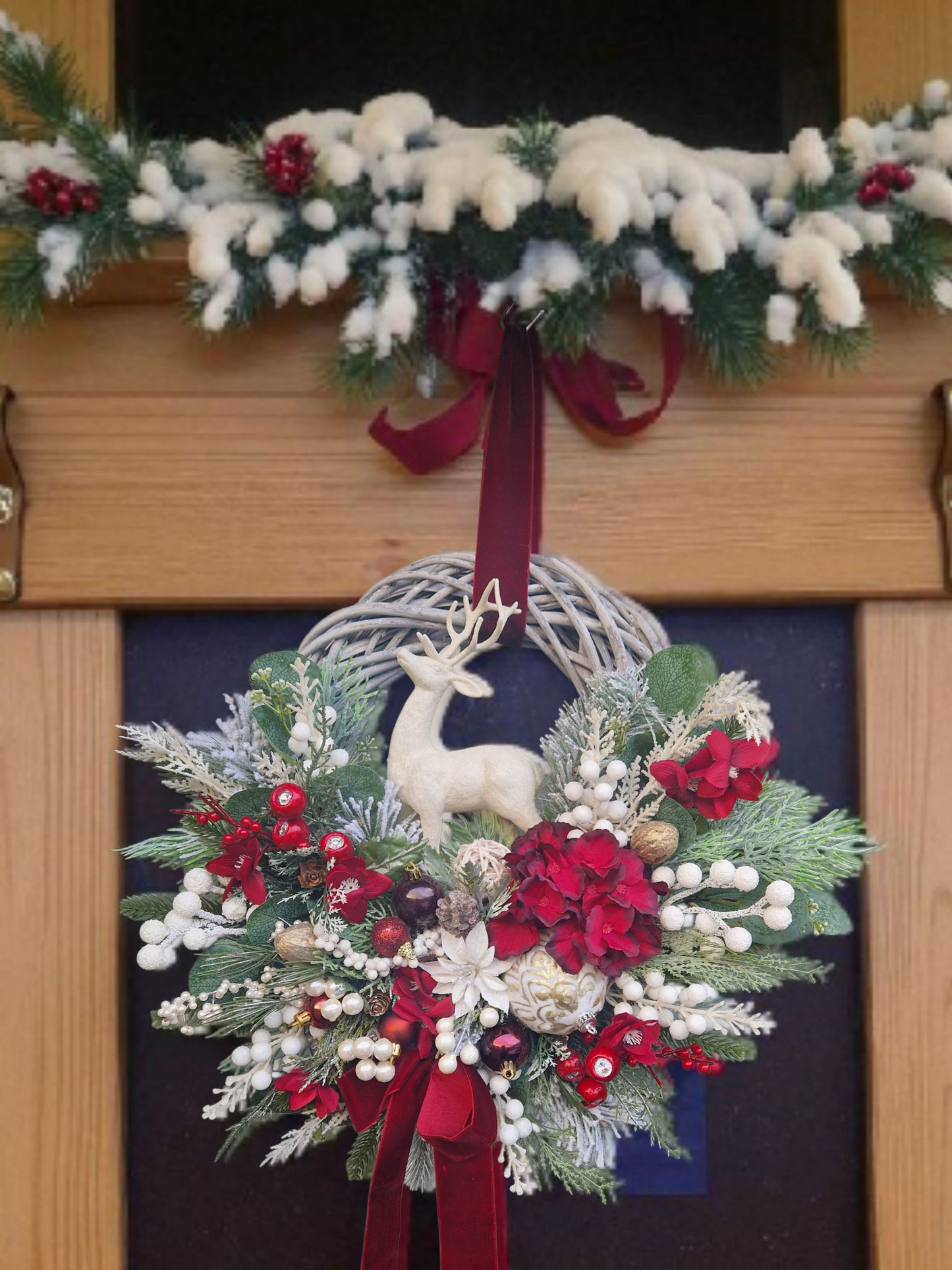 Reindeer Christmas door wreath