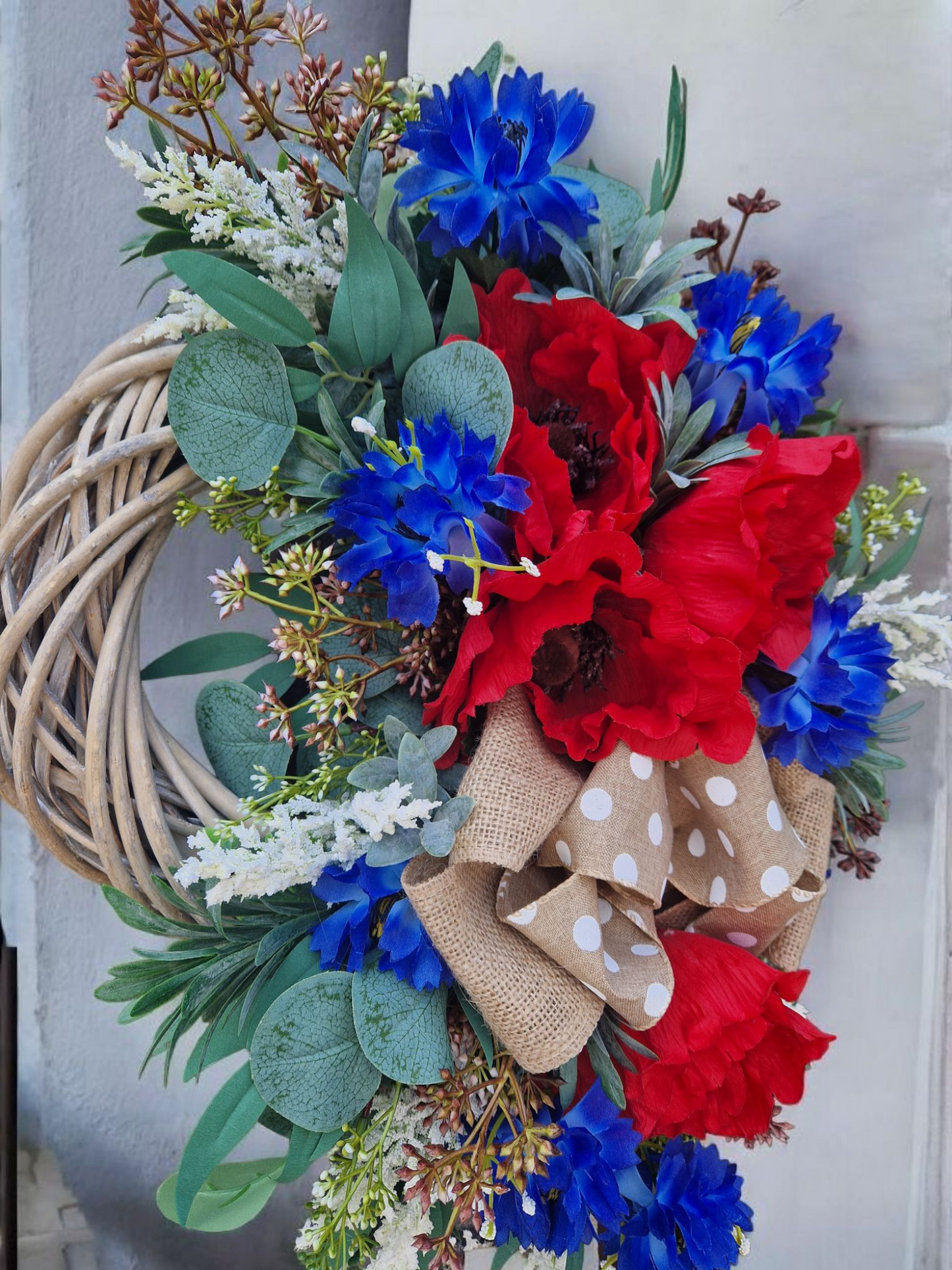 Poppy flower door wreath
