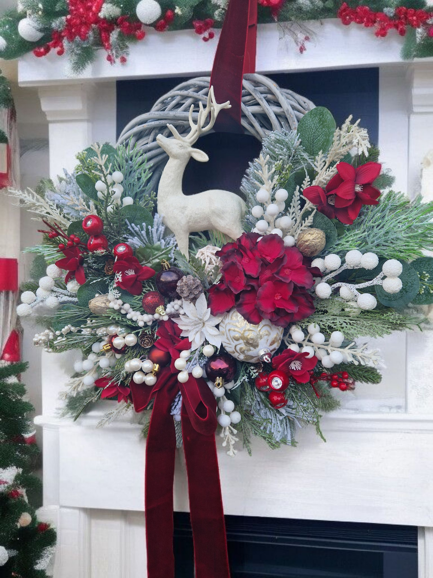 Reindeer Christmas door wreath