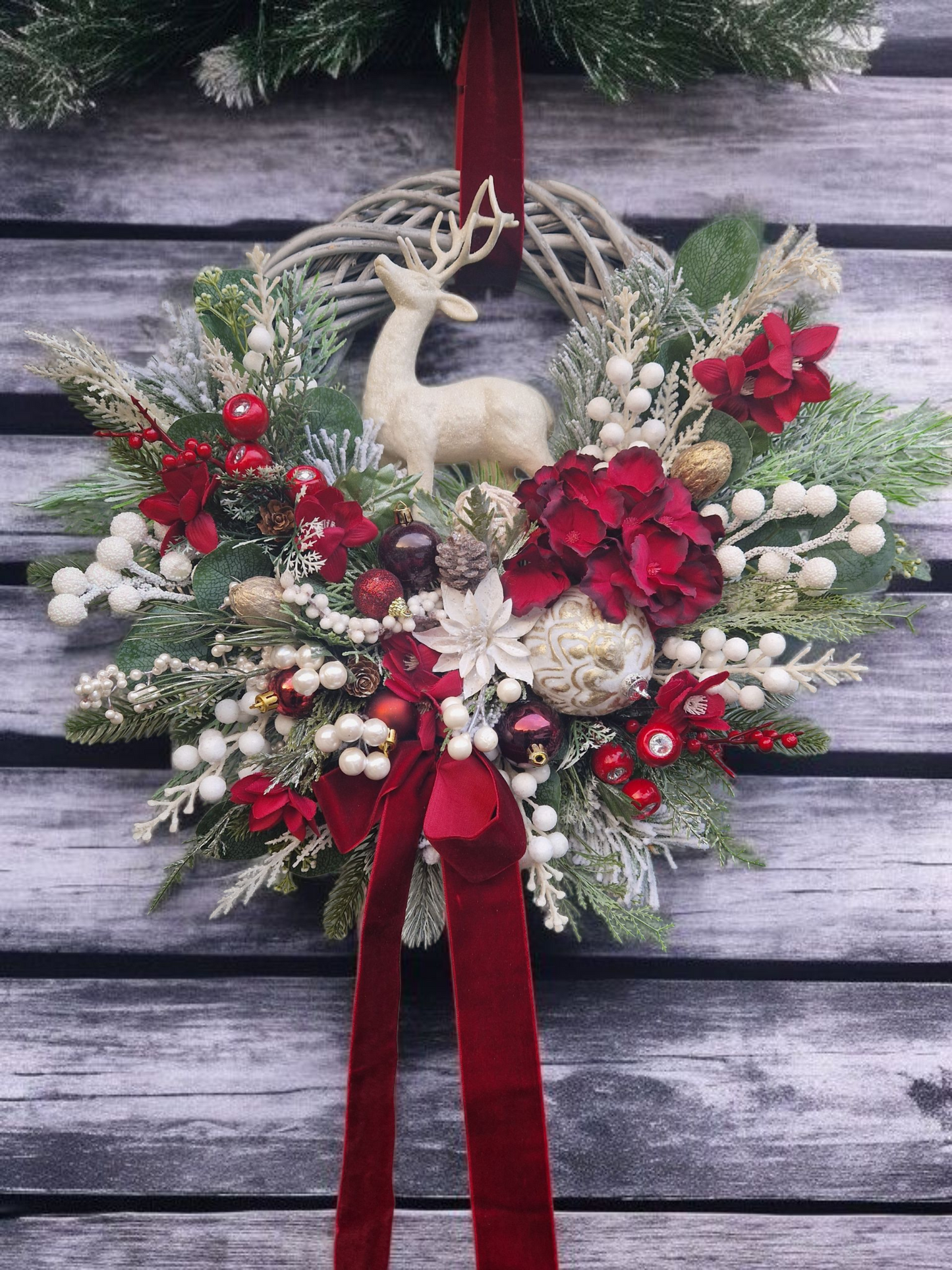 Reindeer Christmas door wreath