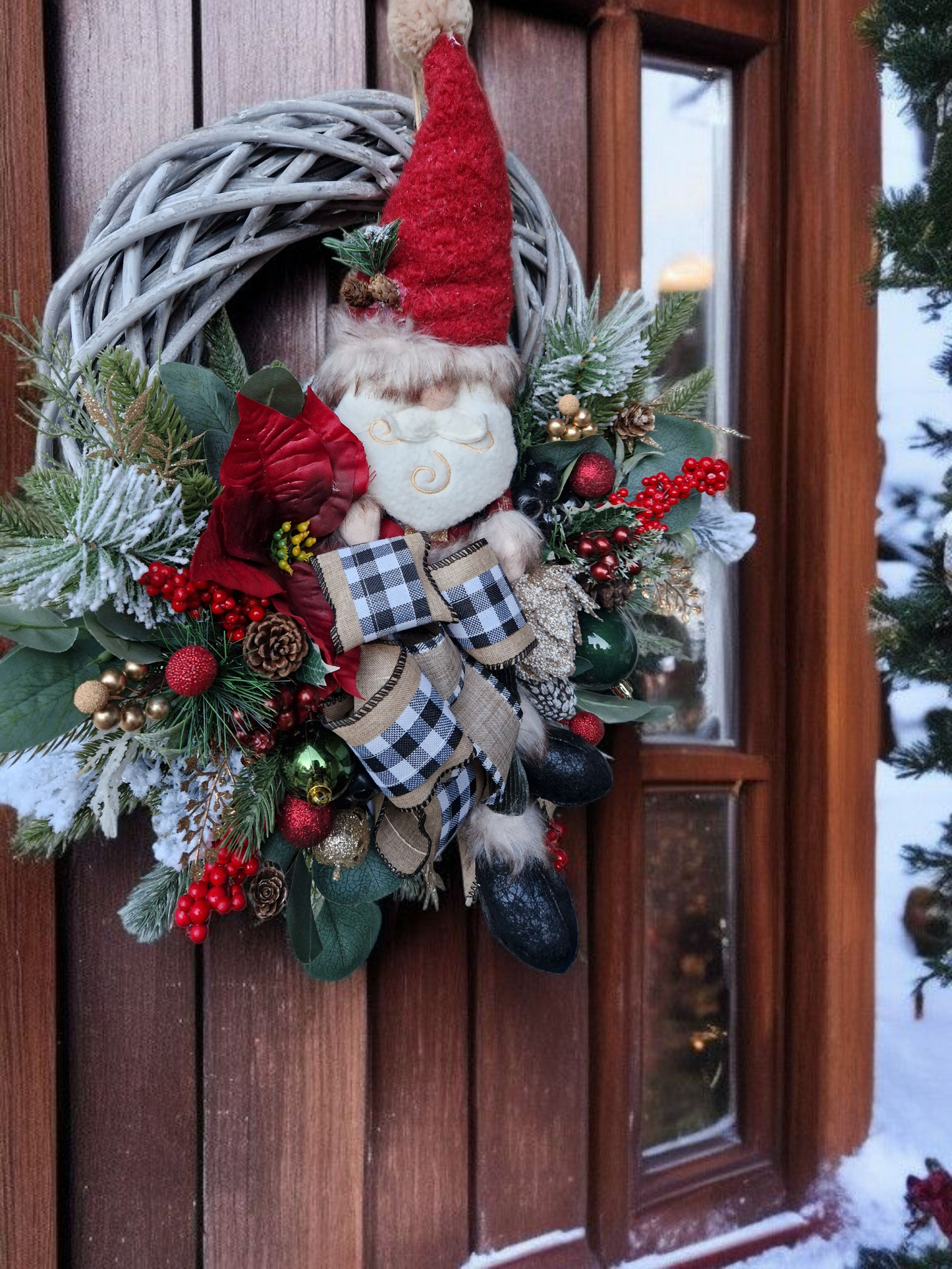 Christmas door wreath with Santa
