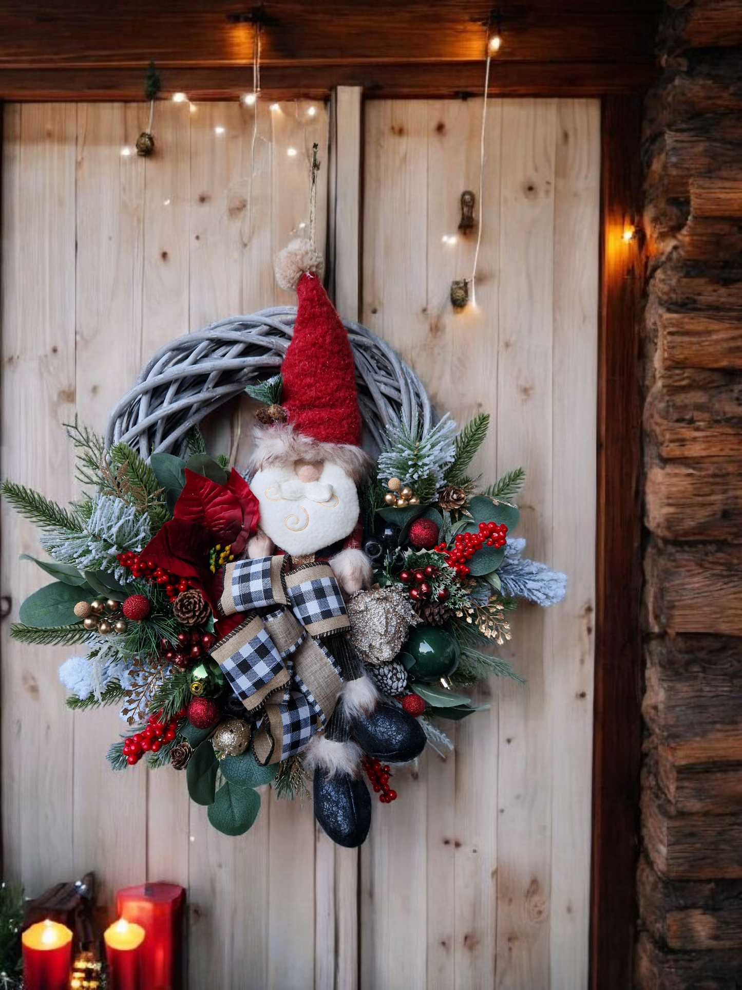 Christmas door wreath with Santa