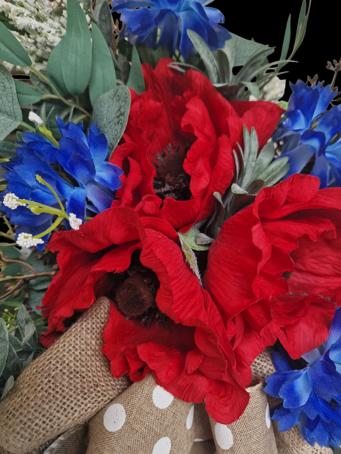 Poppy flower door wreath