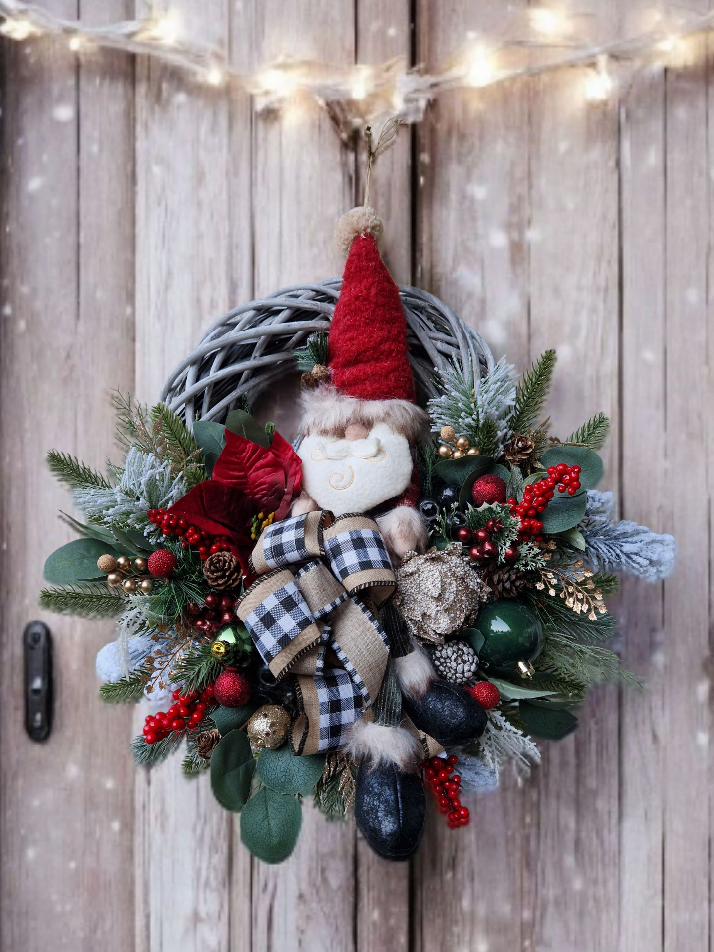 Christmas door wreath with Santa