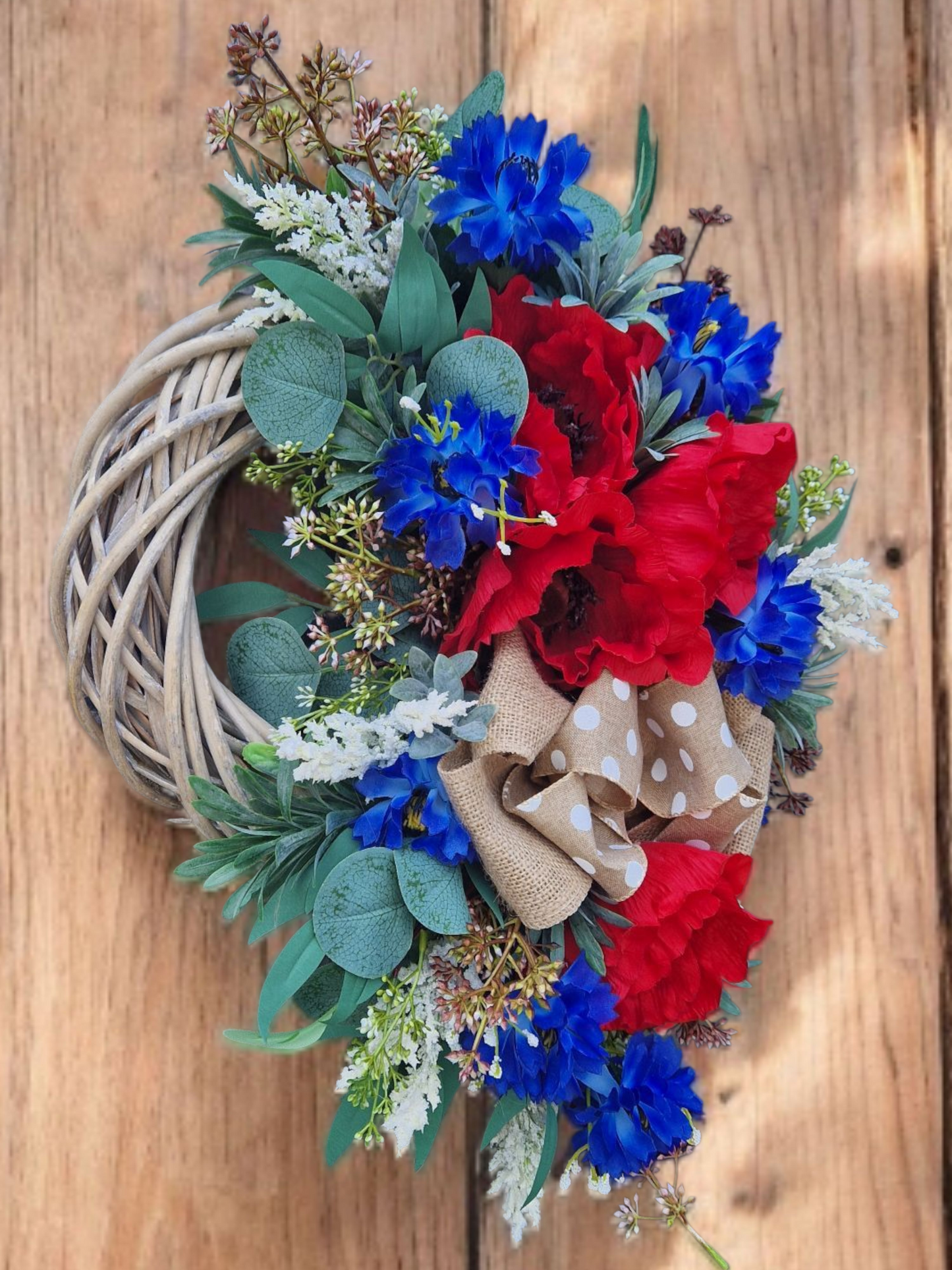 Poppy flower door wreath
