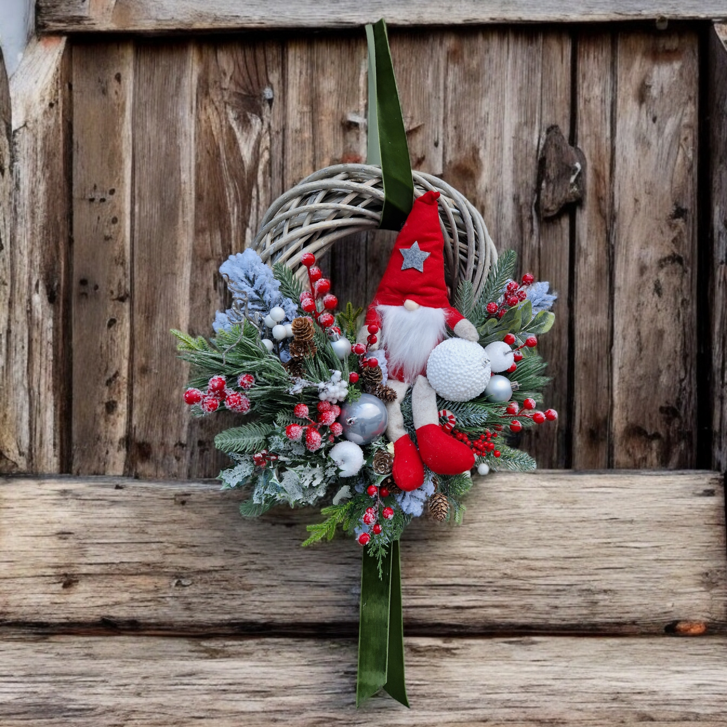 Christmas gnome door wreath