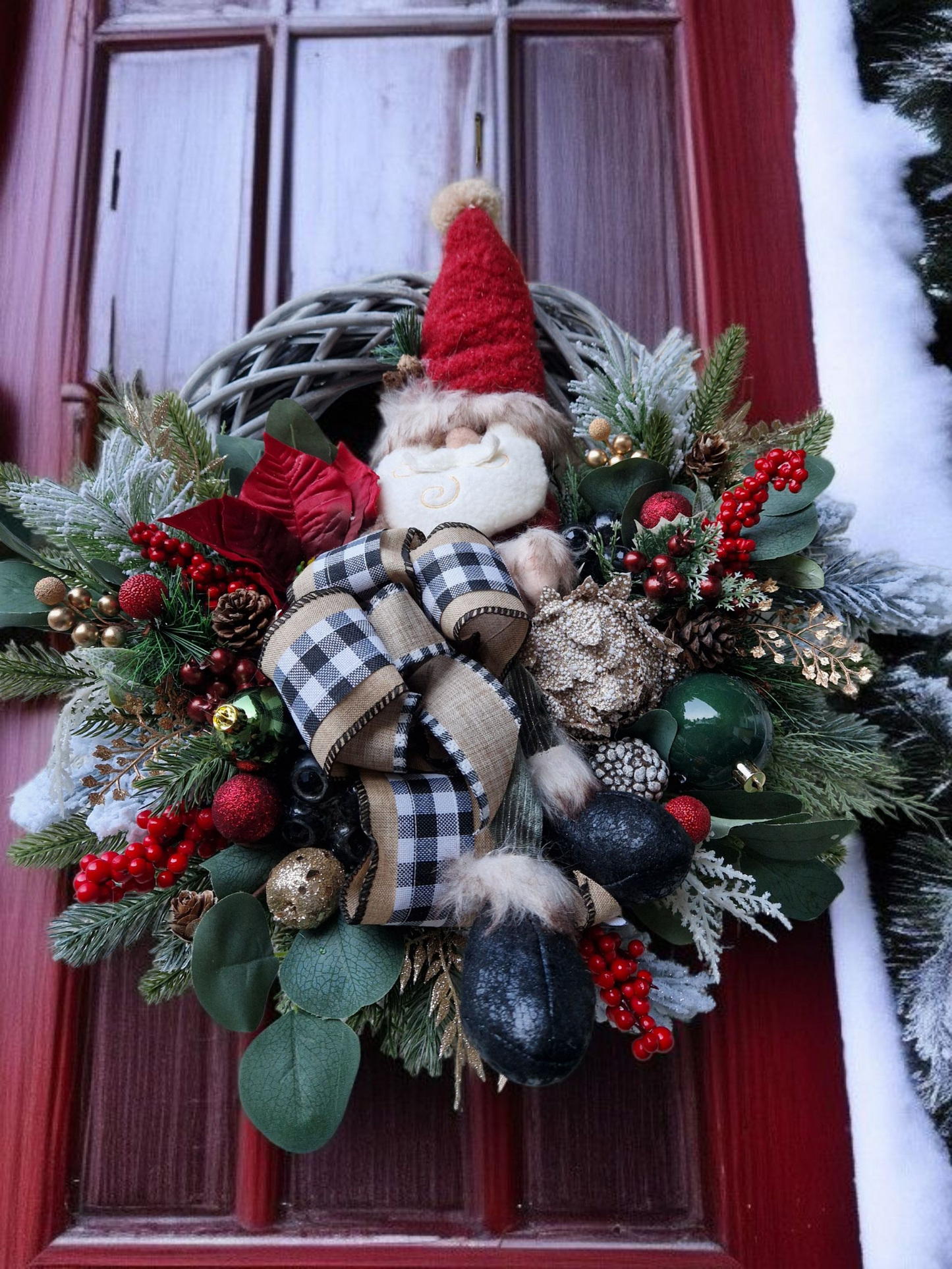 Christmas door wreath with Santa