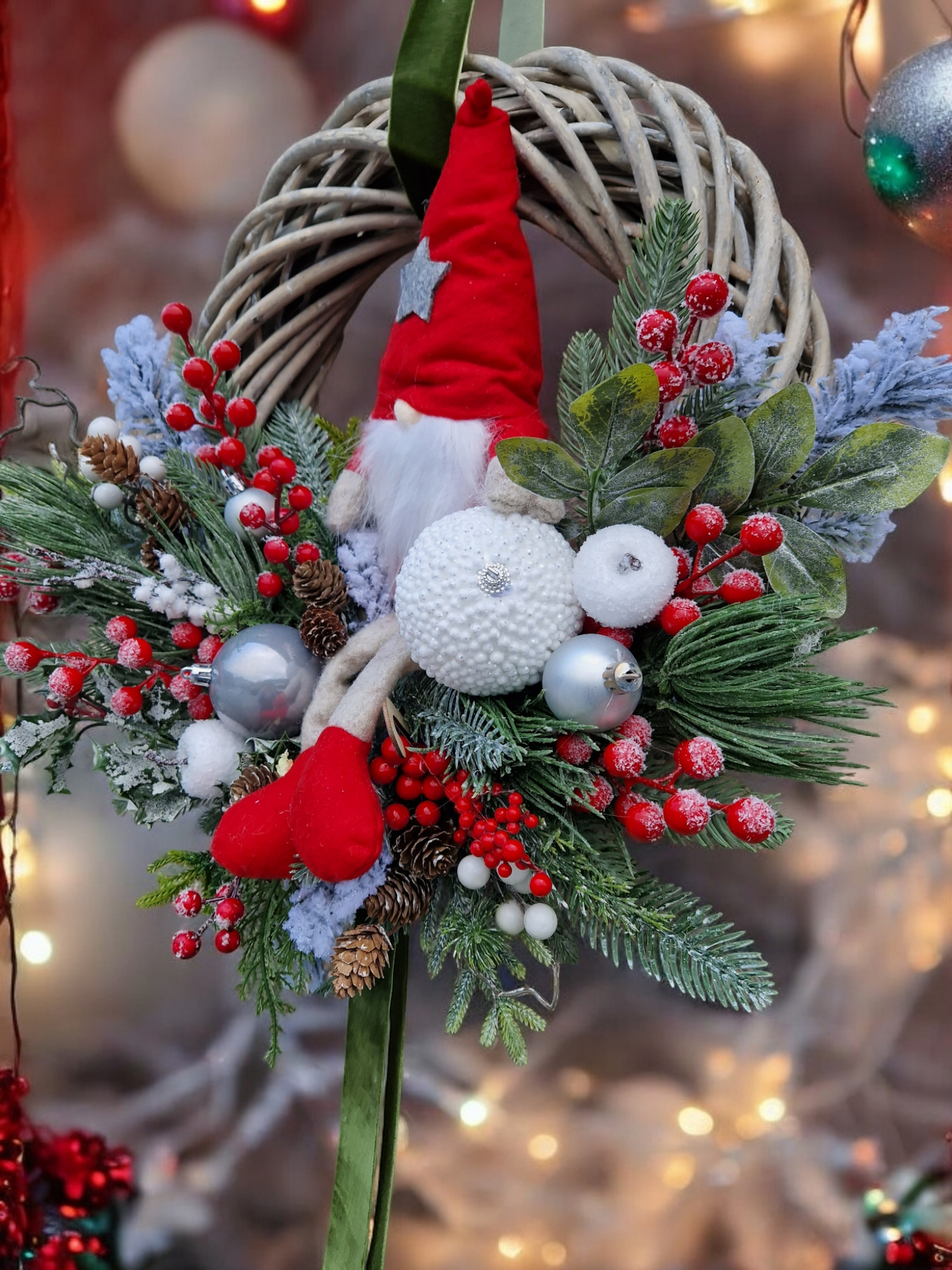 Christmas gnome door wreath