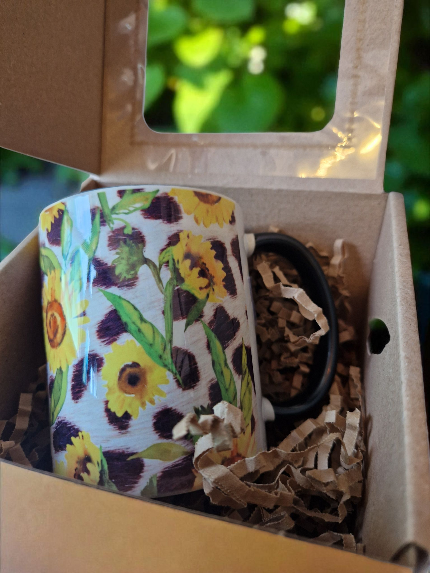 Leopard sunflower mug