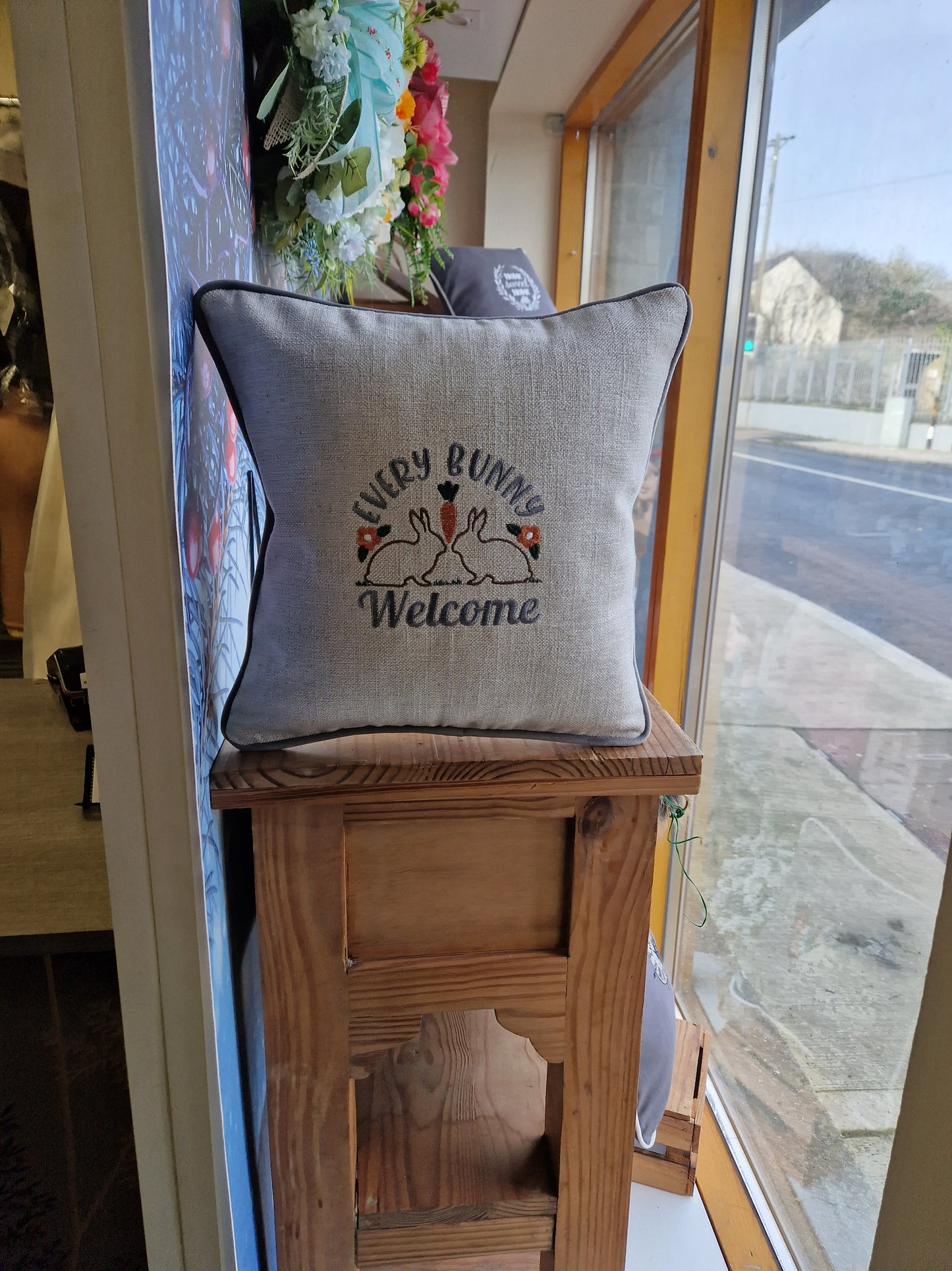 Easter embroidered cushion