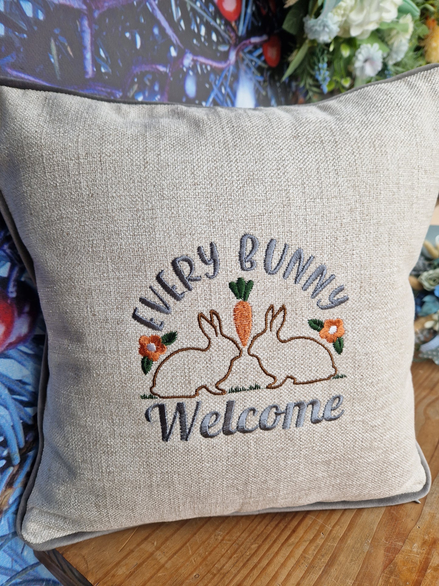 Easter embroidered cushion