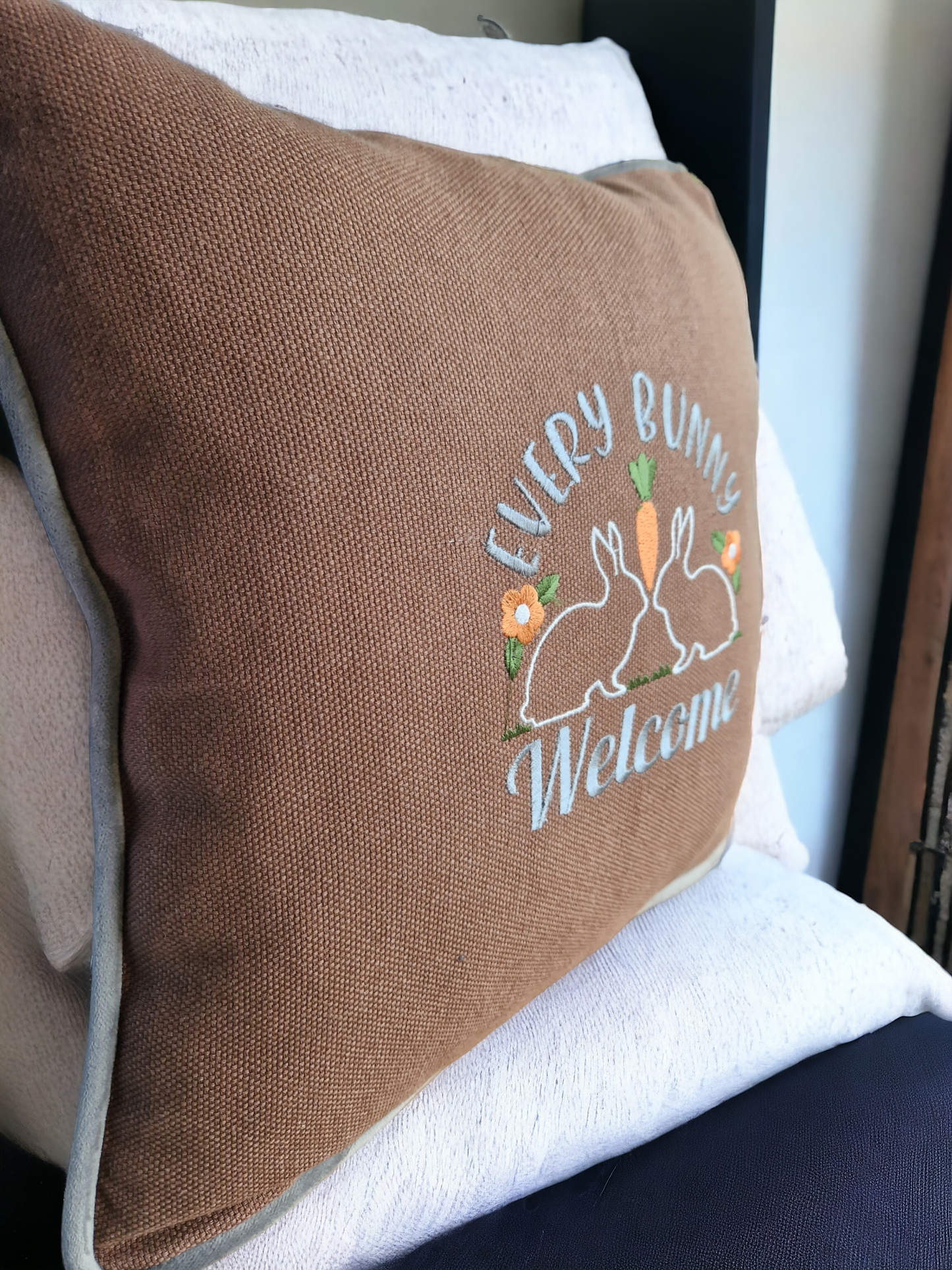 Easter embroidered cushion