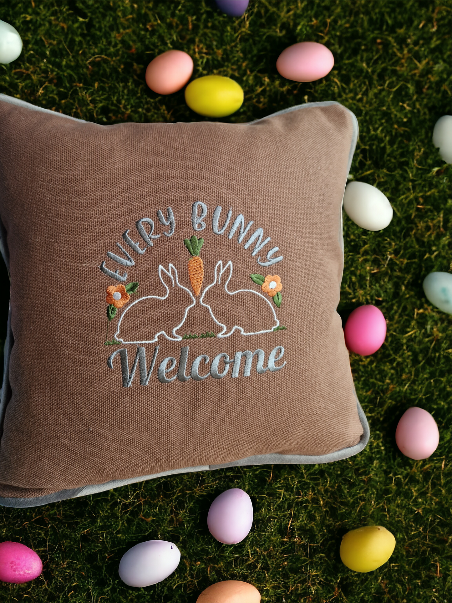 Easter embroidered cushion