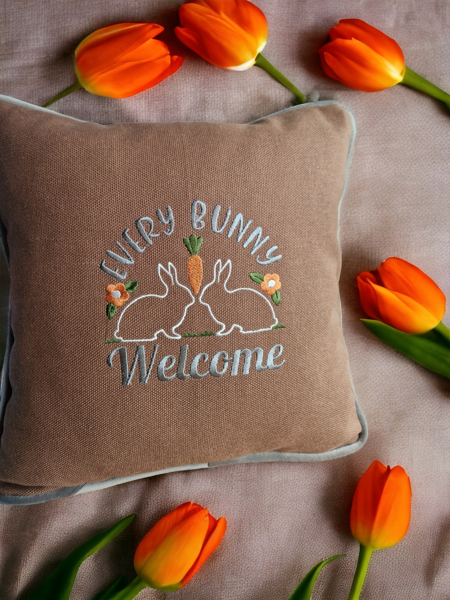 Easter embroidered cushion