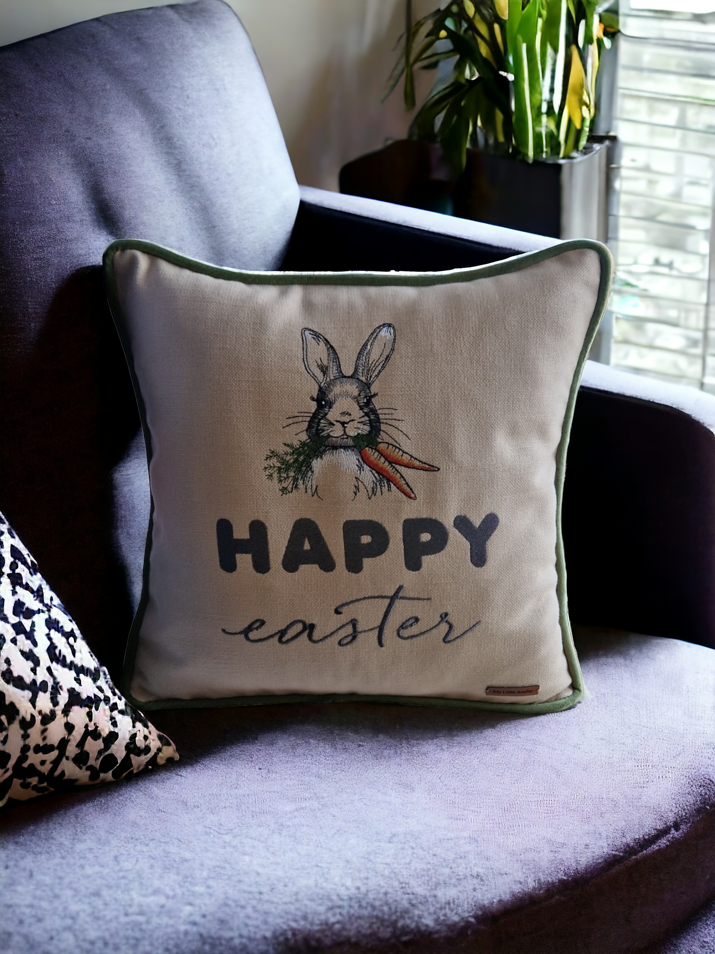 Easter embroidered cushion