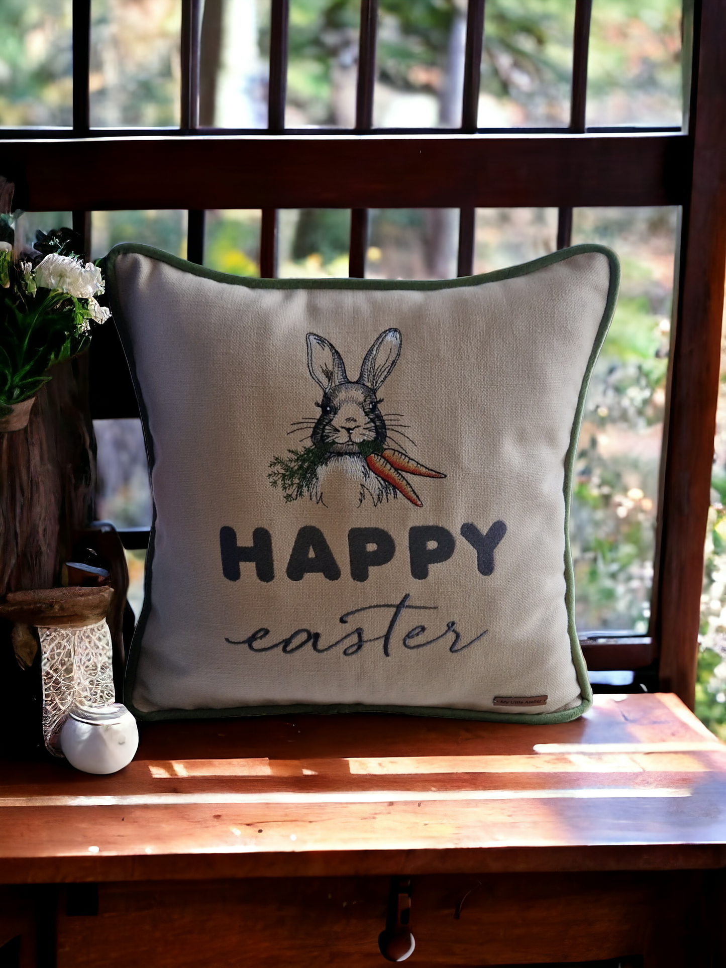 Easter embroidered cushion