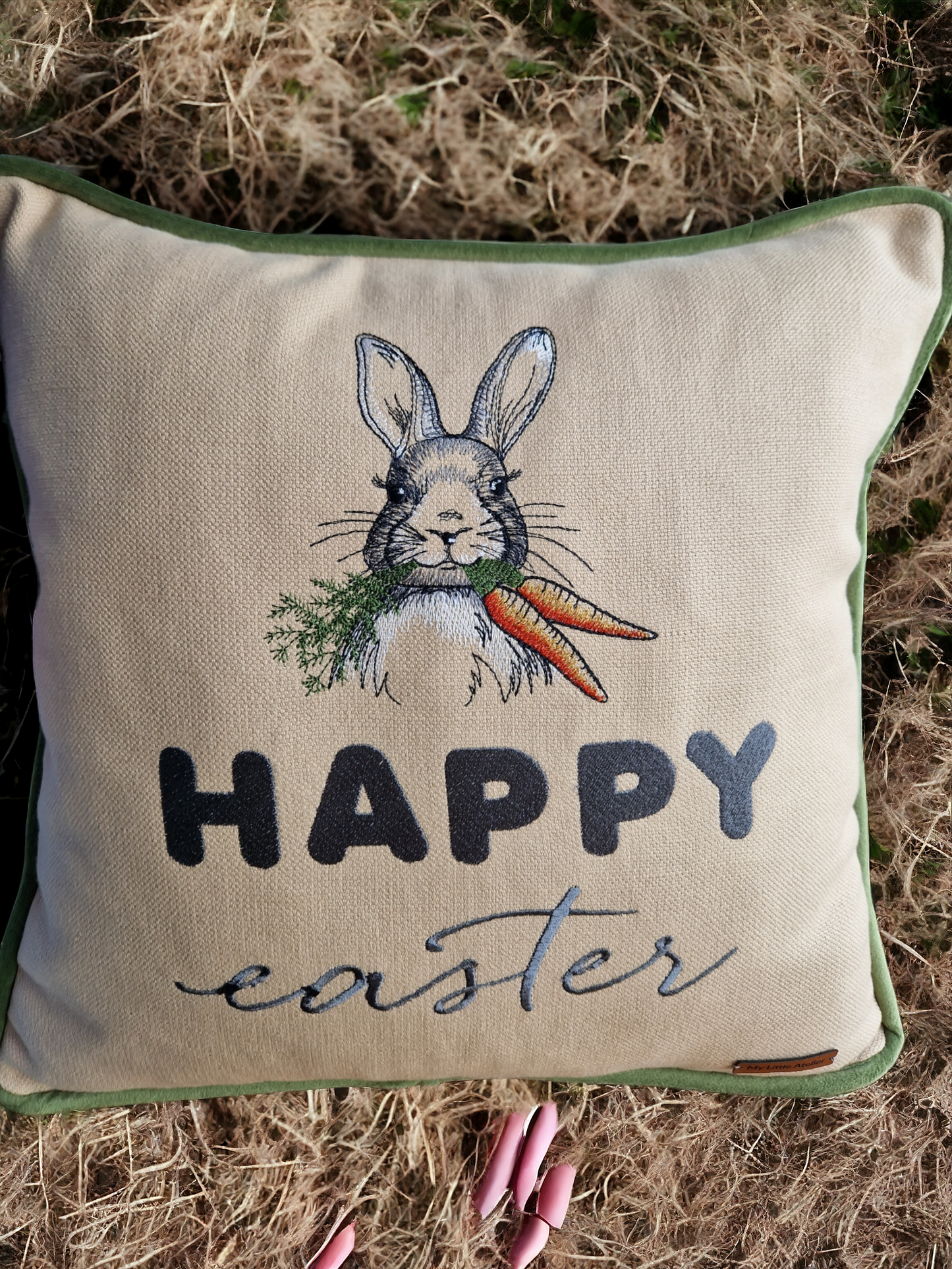 Easter embroidered cushion