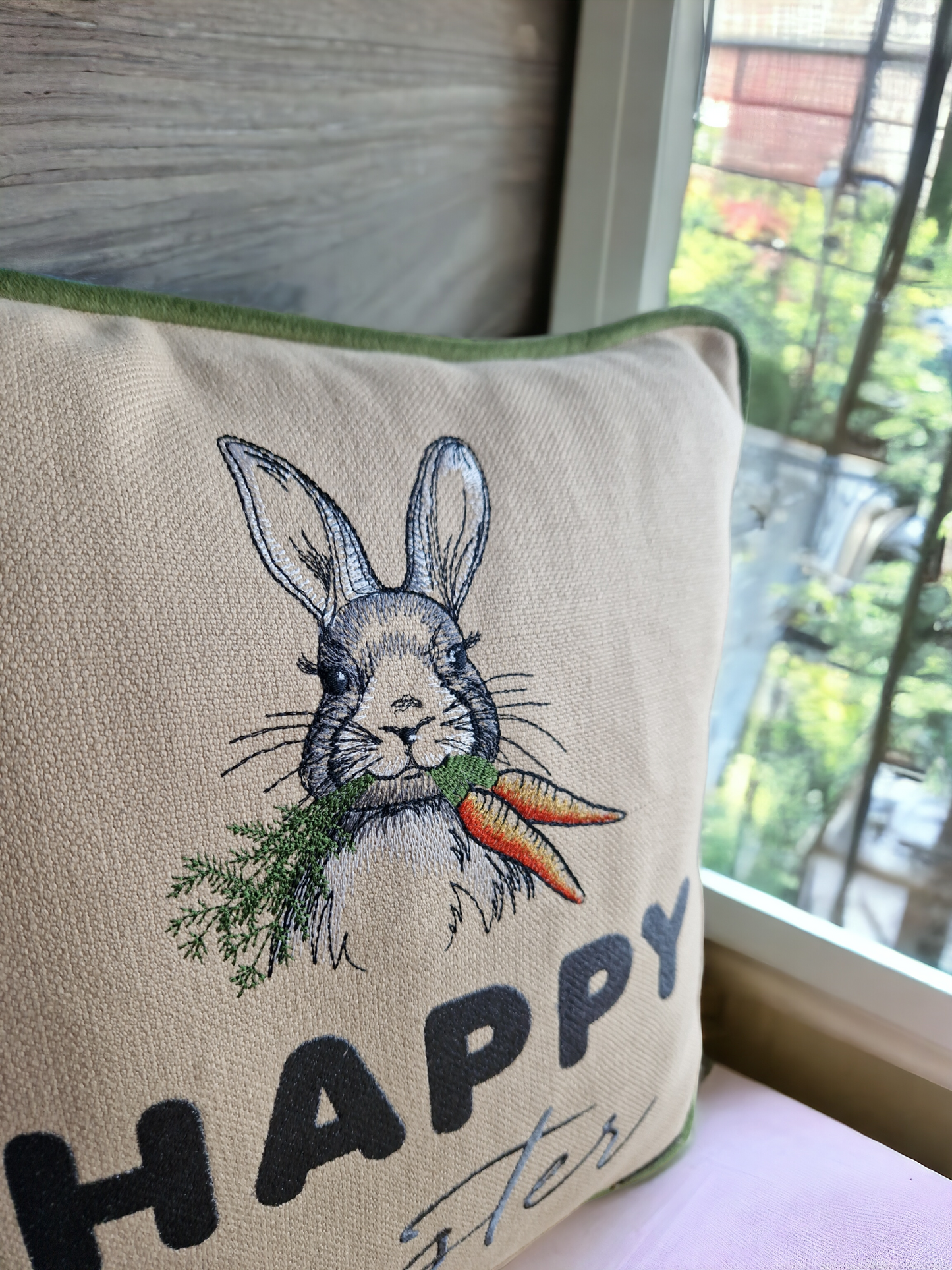 Easter embroidered cushion