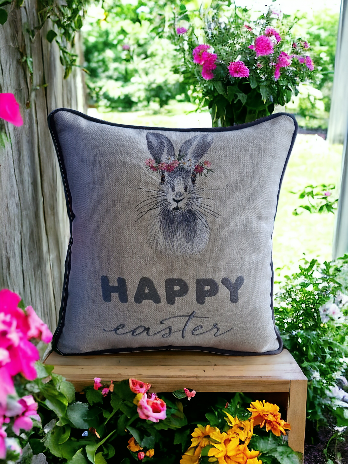 Easter embroidered cushion