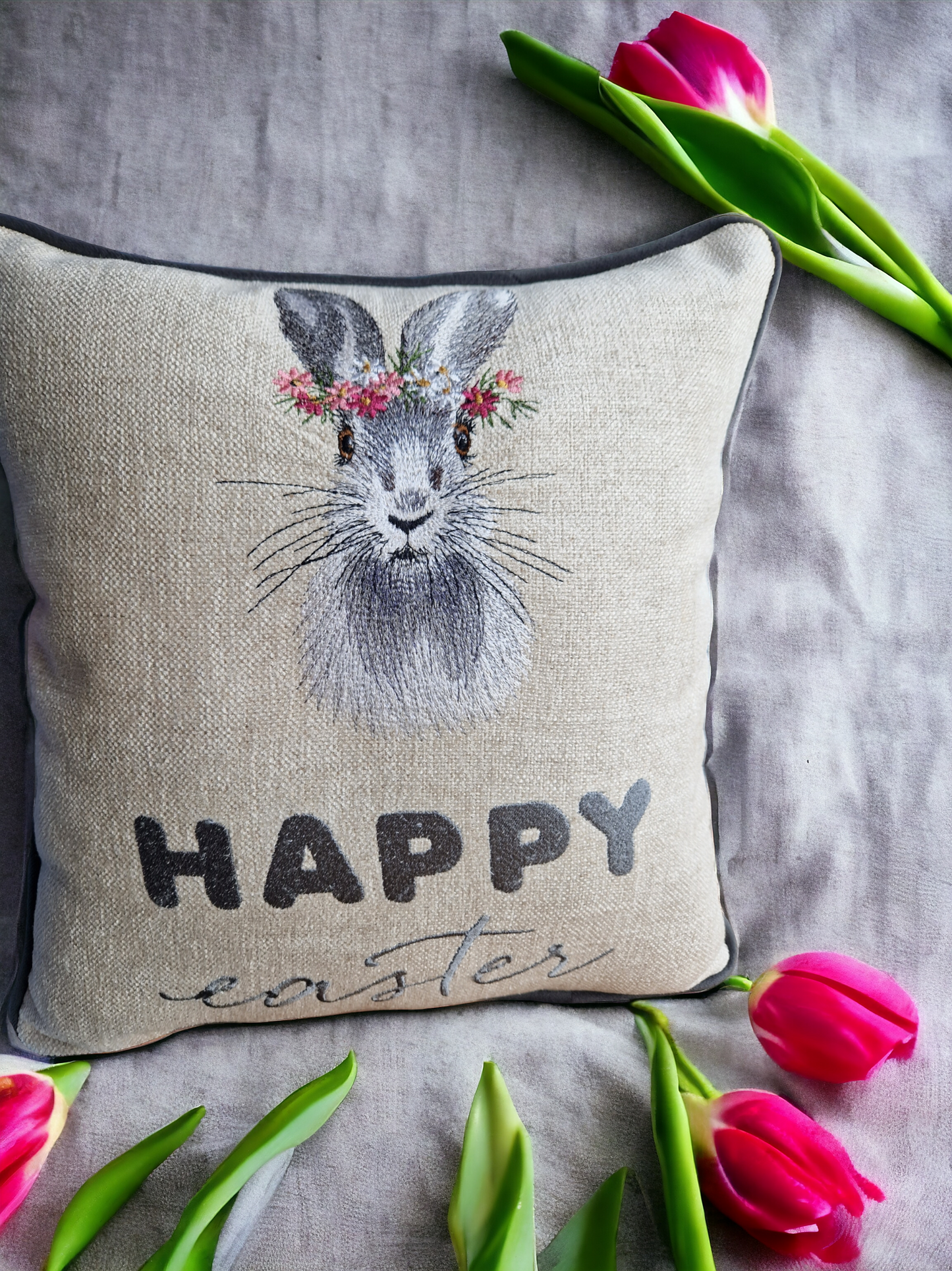 Easter embroidered cushion