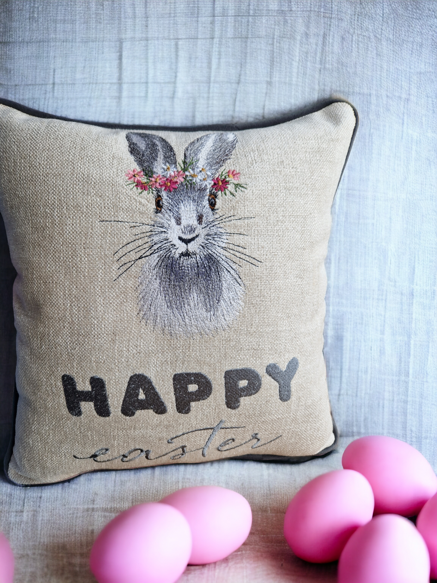 Easter embroidered cushion