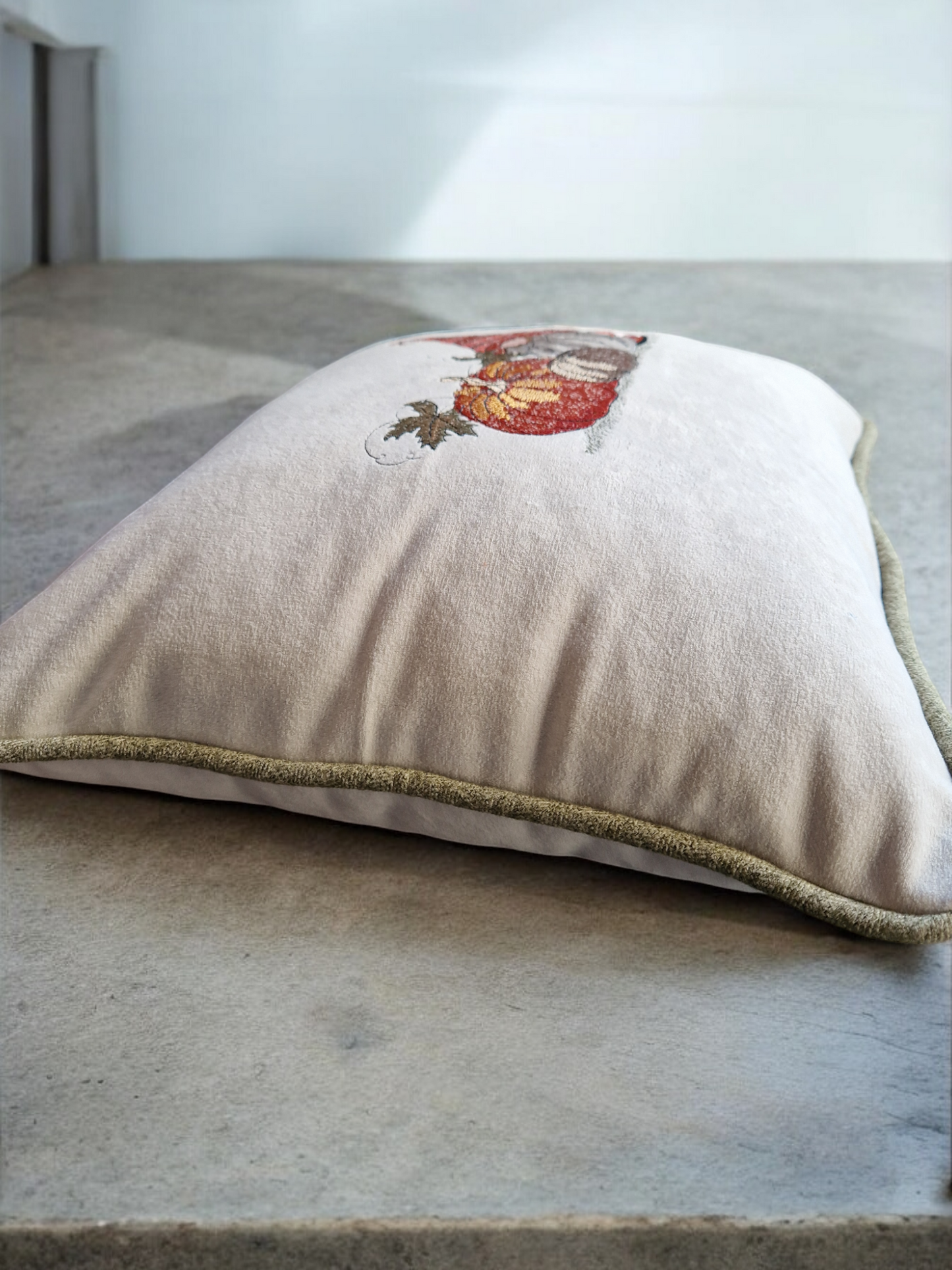 Embroidered cushion "Autumn Gnome"